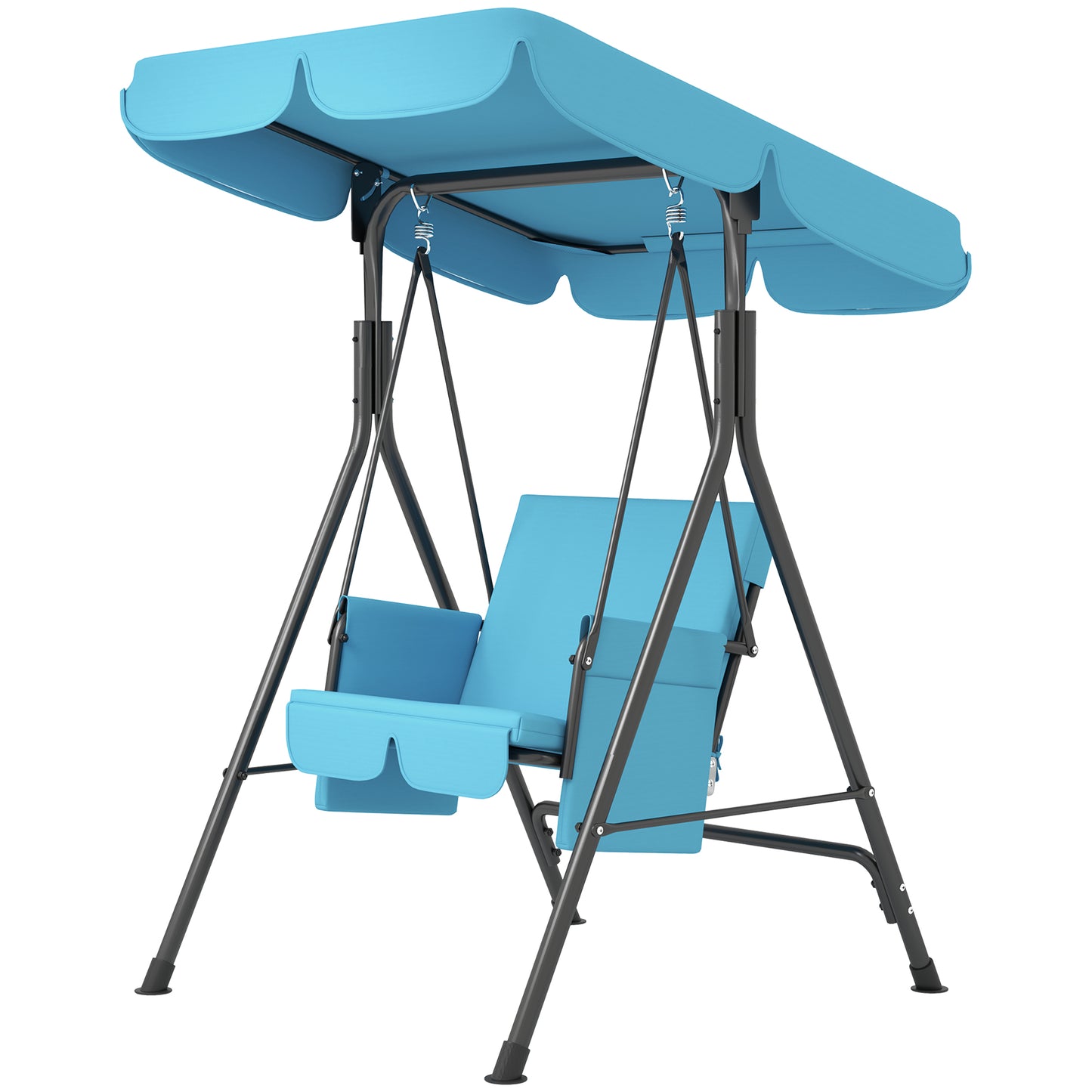 1-Seat Outdoor Porch Swing Patio Swing with Adjustable Canopy, Removable Seat and Back Cushion for Garden, Poolside