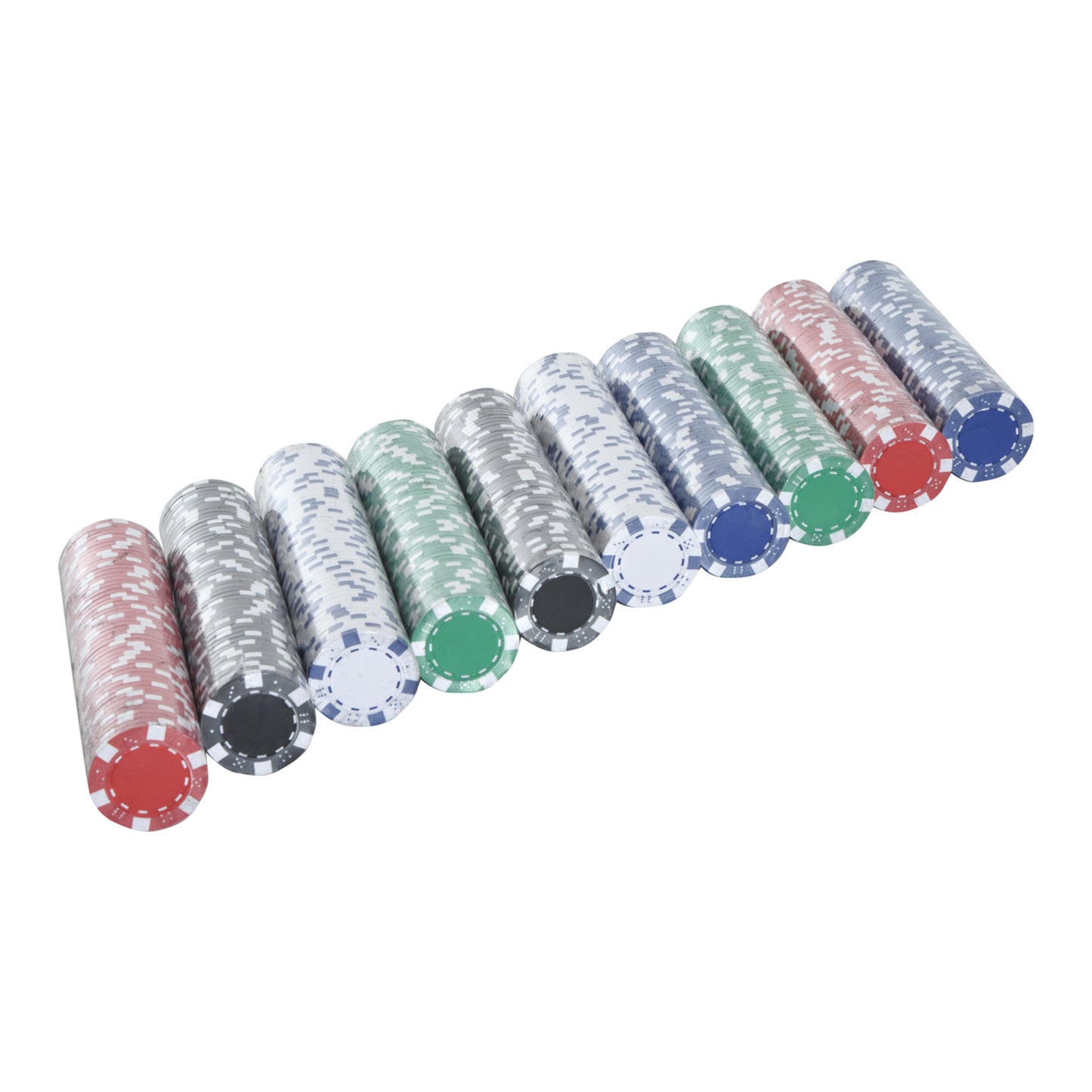 Premium Poker Chips Set with Durable Silver Aluminum Case 500 Striped Dice 2 Card Decks for Casino Night Kids Crystal