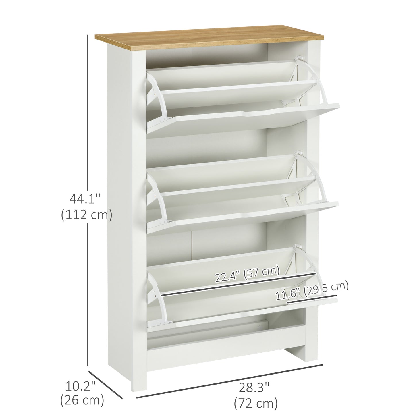 Shoe Storage Cabinet with 3 Flip Drawers and Adjustable Shelves for 18 Pairs of Shoes, White Kids Crystal