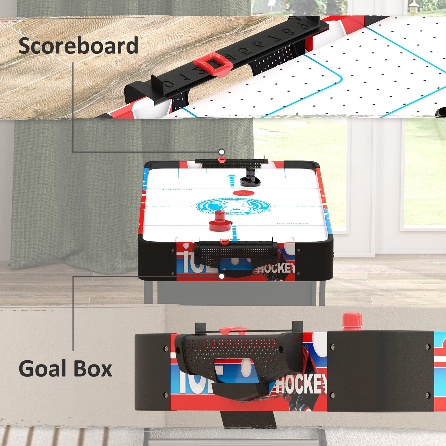 Compact Air Hockey Table 40" Arcade Style with Electronic Scoreboard 2 Pucks 2 Pushers for Game Room Kids Crystal