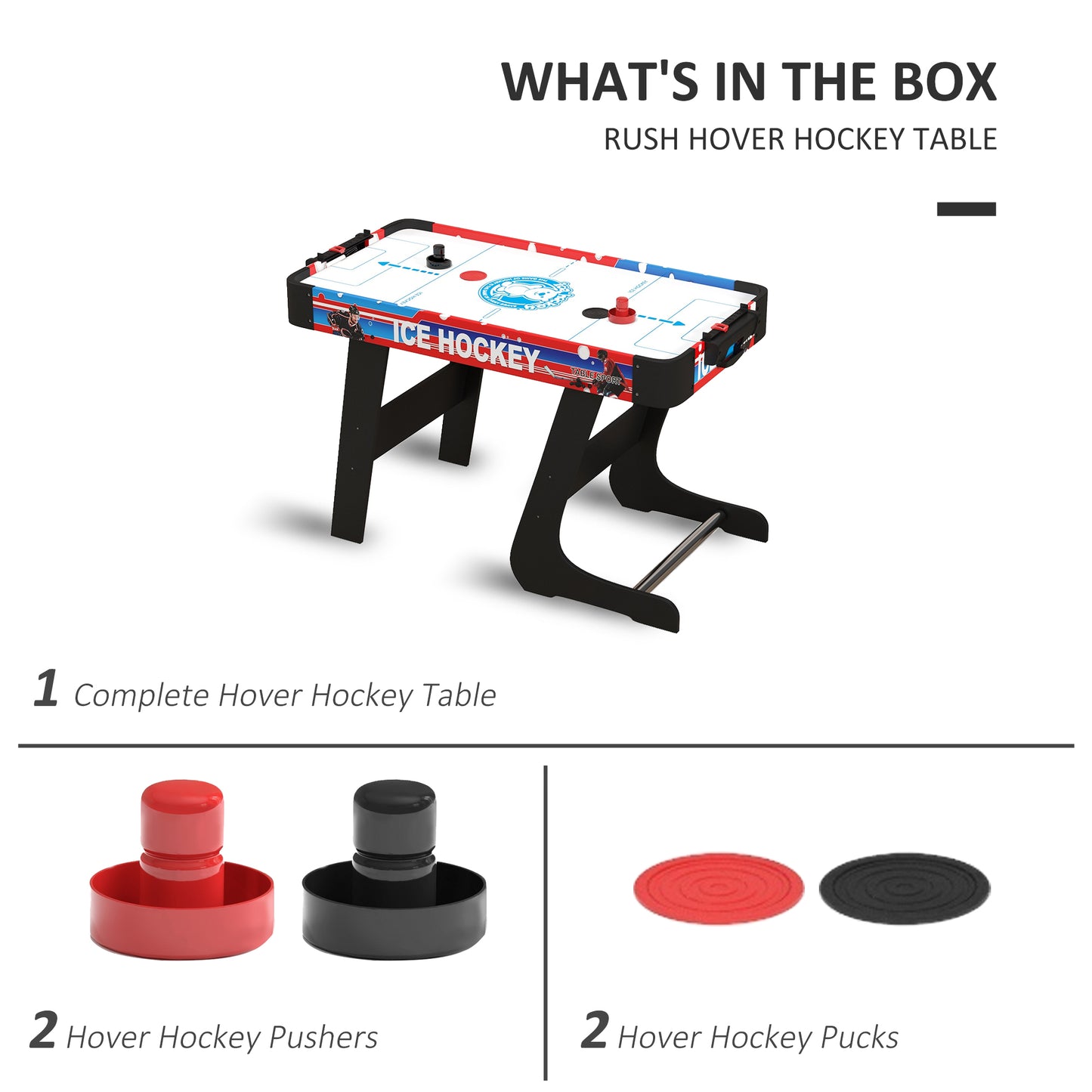 Compact Air Hockey Table 40" Arcade Style with Electronic Scoreboard 2 Pucks 2 Pushers for Game Room Kids Crystal