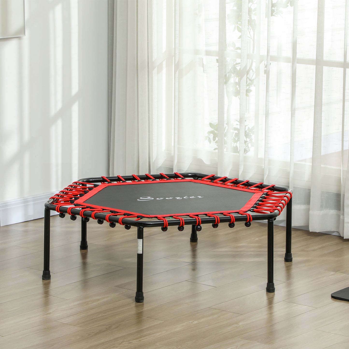 45" Rebounder Trampoline for Adult, Quiet Bungee Rebounder with LED Lights Remote Control, Red Kids Crystal
