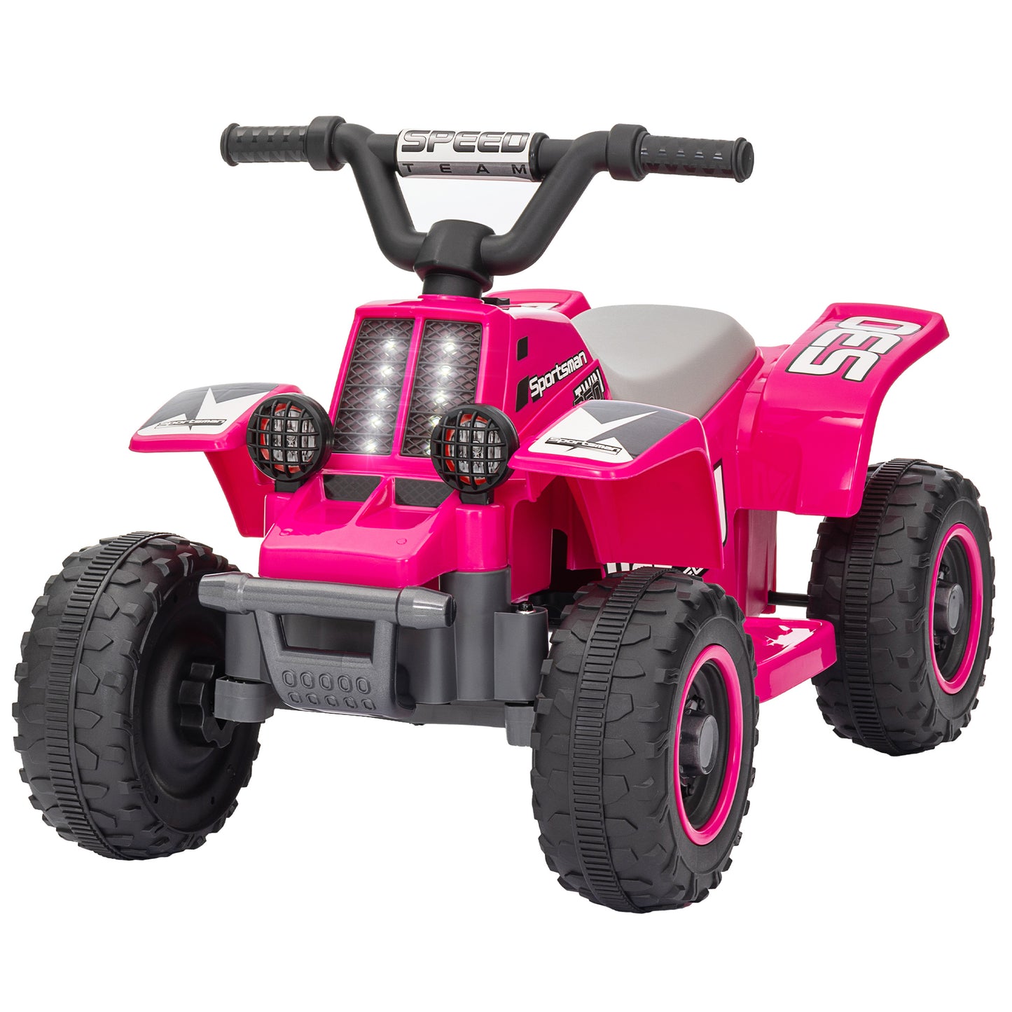 6V Kids ATV Quad, 4 Wheeler Battery Powered Electric Ride on Car w/ Lights, Forward Backward, for 3-6 Years, Pink Kids Crystal
