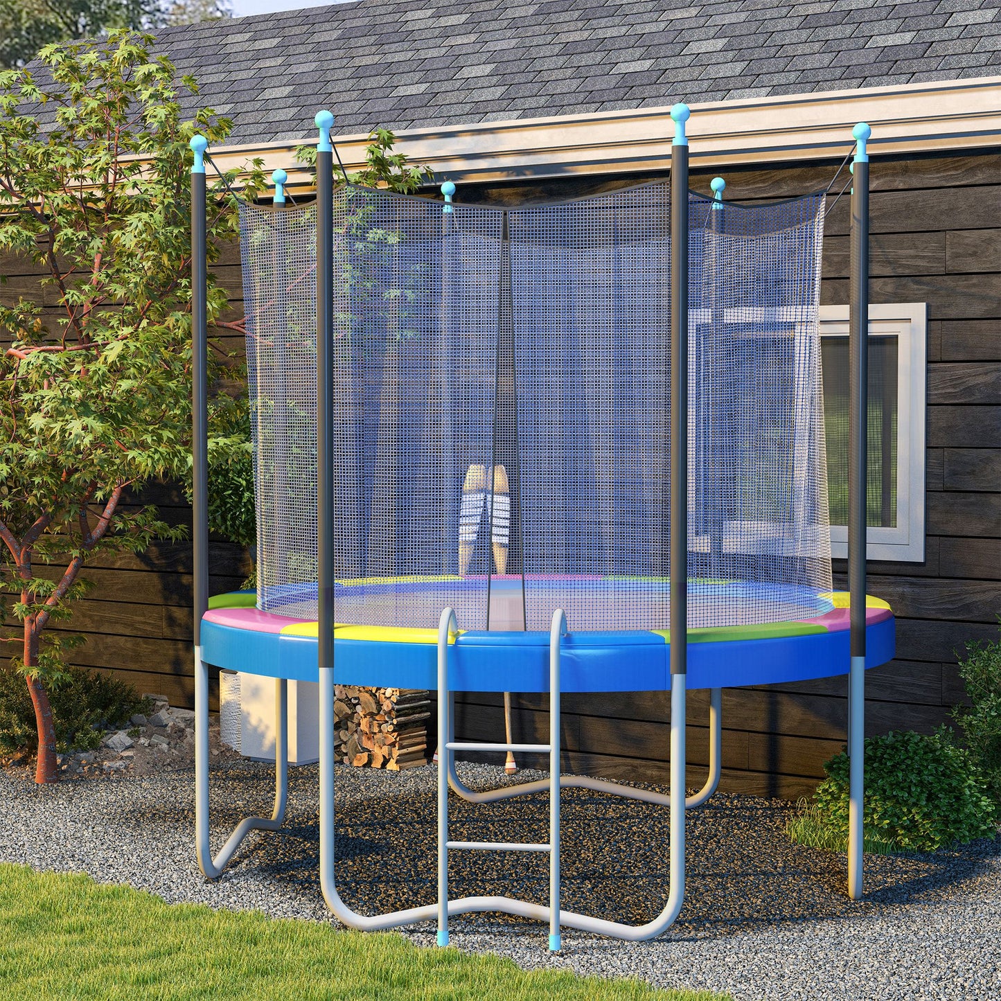 14FT Trampoline Spring Cover, Trampoline Pad Replacement, Waterproof and Tear-Resistant, Multi-Colored Kids Crystal