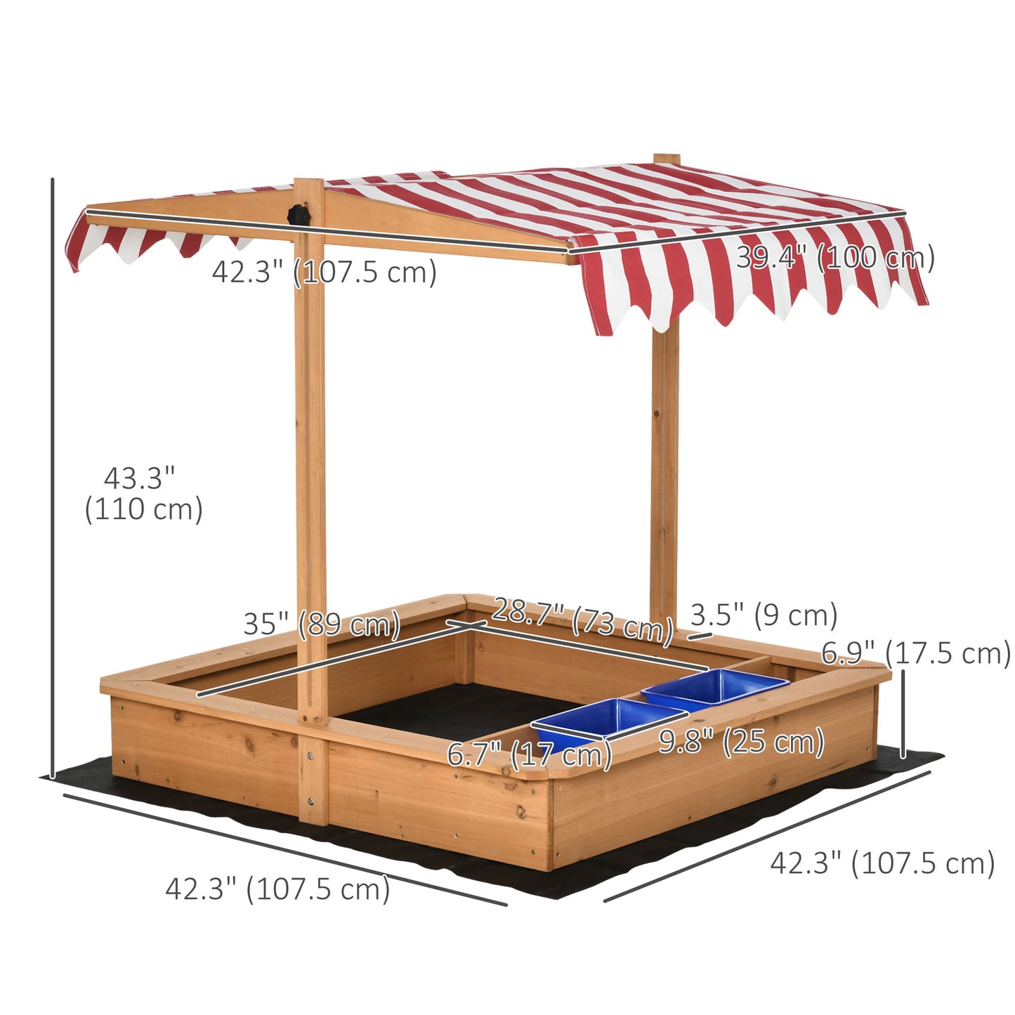 Children's Wooden Sandbox, Outdoor Sand Play Station for Boys & Girls 3-7 Years Old Kids Crystal