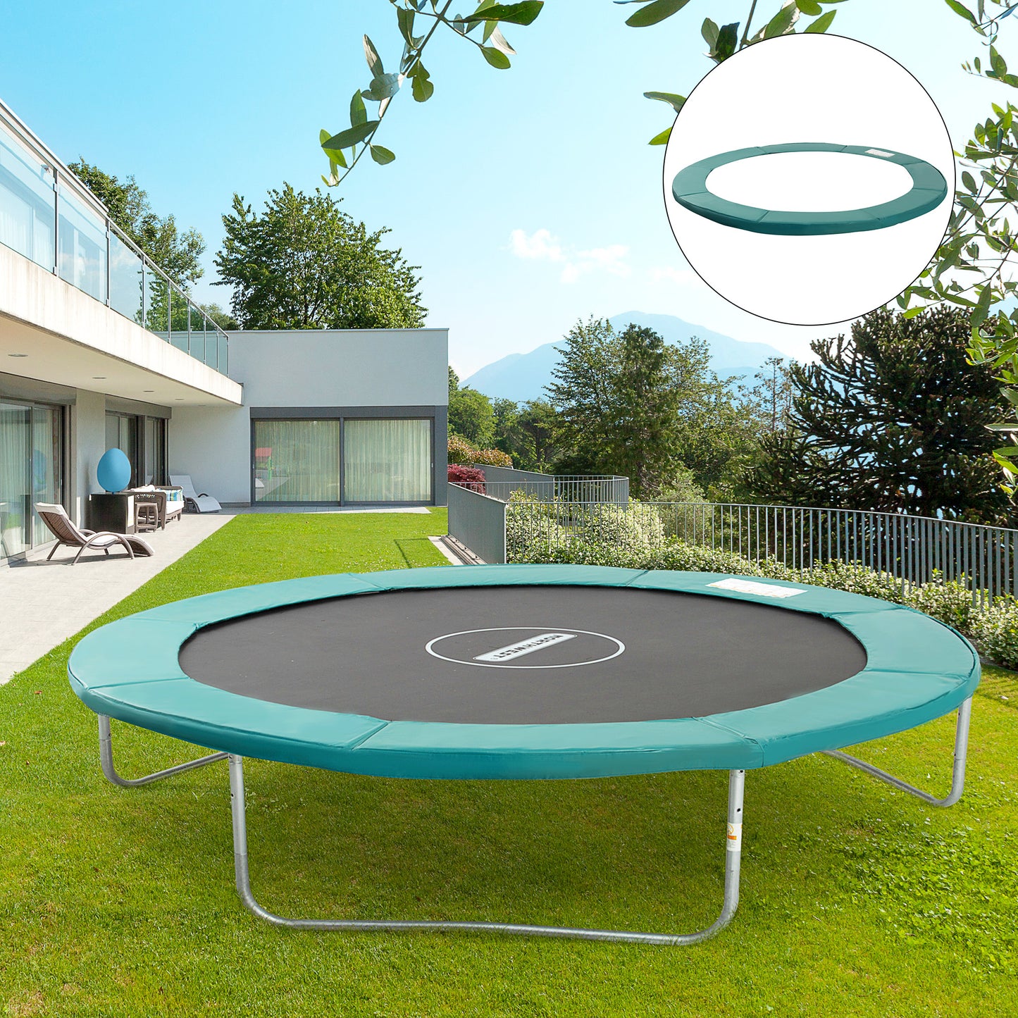 14FT Trampoline Safety Pad Replacement Jump Bounce Protection Cover Green Kids Crystal