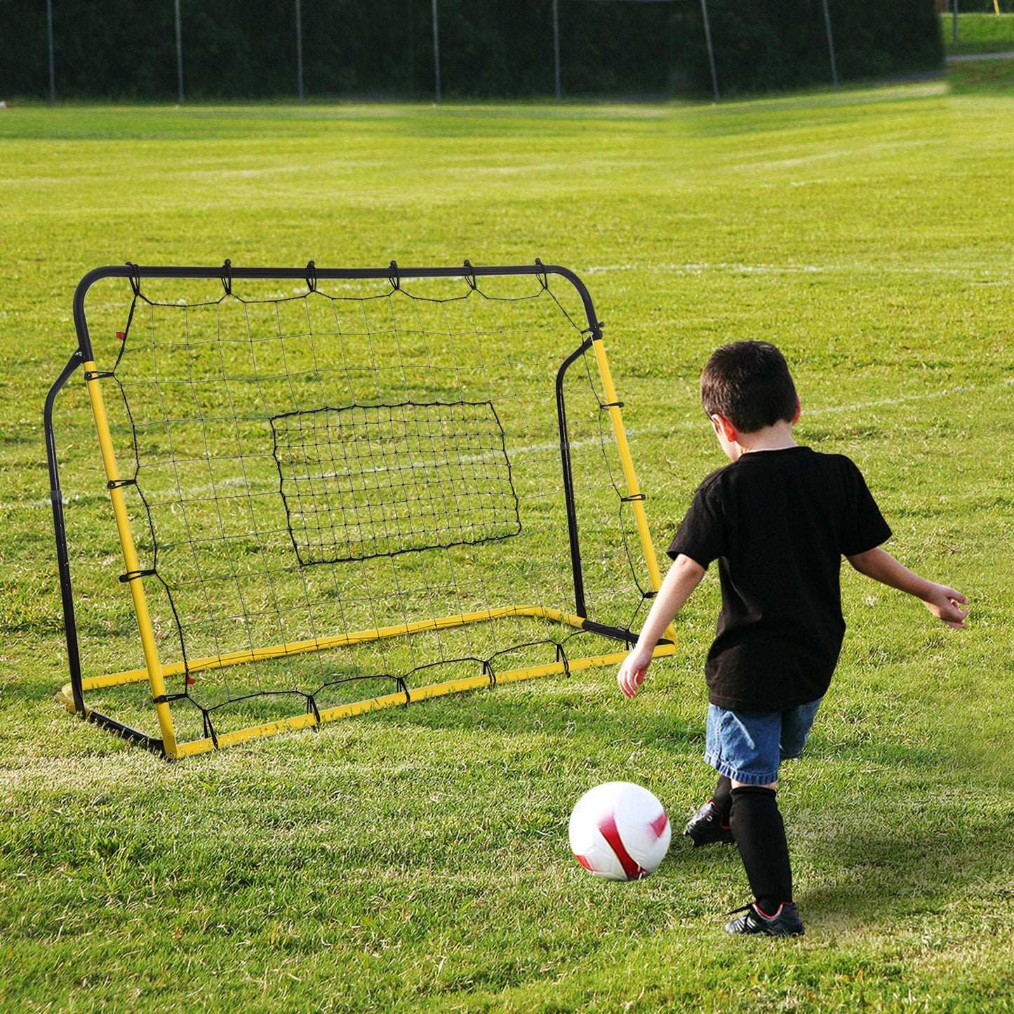 | Rebound Net Soccer Goal with 5 Angle Adjustable for Soccer Baseball Basketball Training Kids Crystal