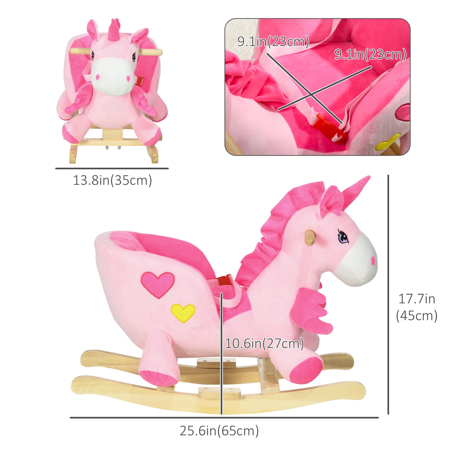 Rocking Unicorn for Babies - Ride On Horse with Songs, Toddler Rocker with Safety Belt, 1.5-3 Years, Pink Kids Crystal