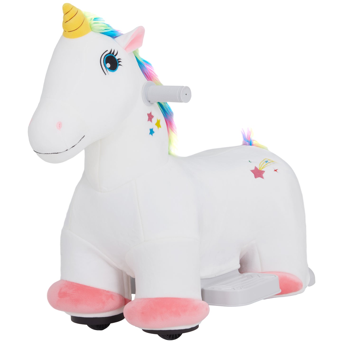 6V Ride on Unicorn, Battery Powered Kids Riding Pony with Music Forward, Aged 18-36 Months, White Kids Crystal