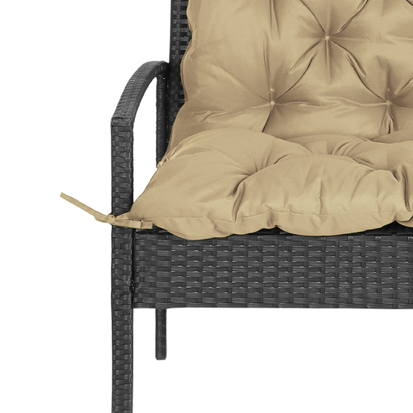 2-Seater Swing Chair Cushion Replacement with Backrest for Garden Bench Indoor Outdoor Use 39.4x38.6 Khaki