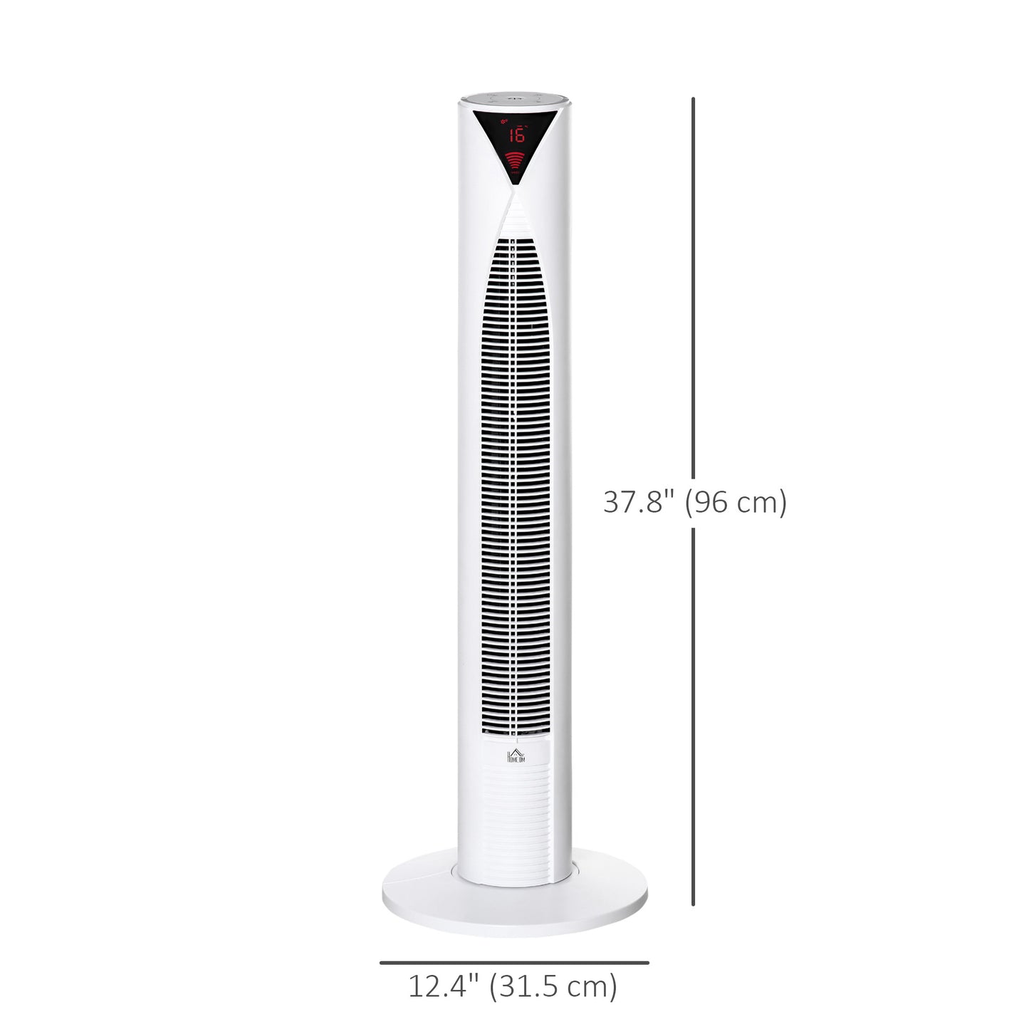 Tower Fan Oscillating 3 Speed 12h Timer LED Remote Control Cooling for Bedroom Home White Kids Crystal