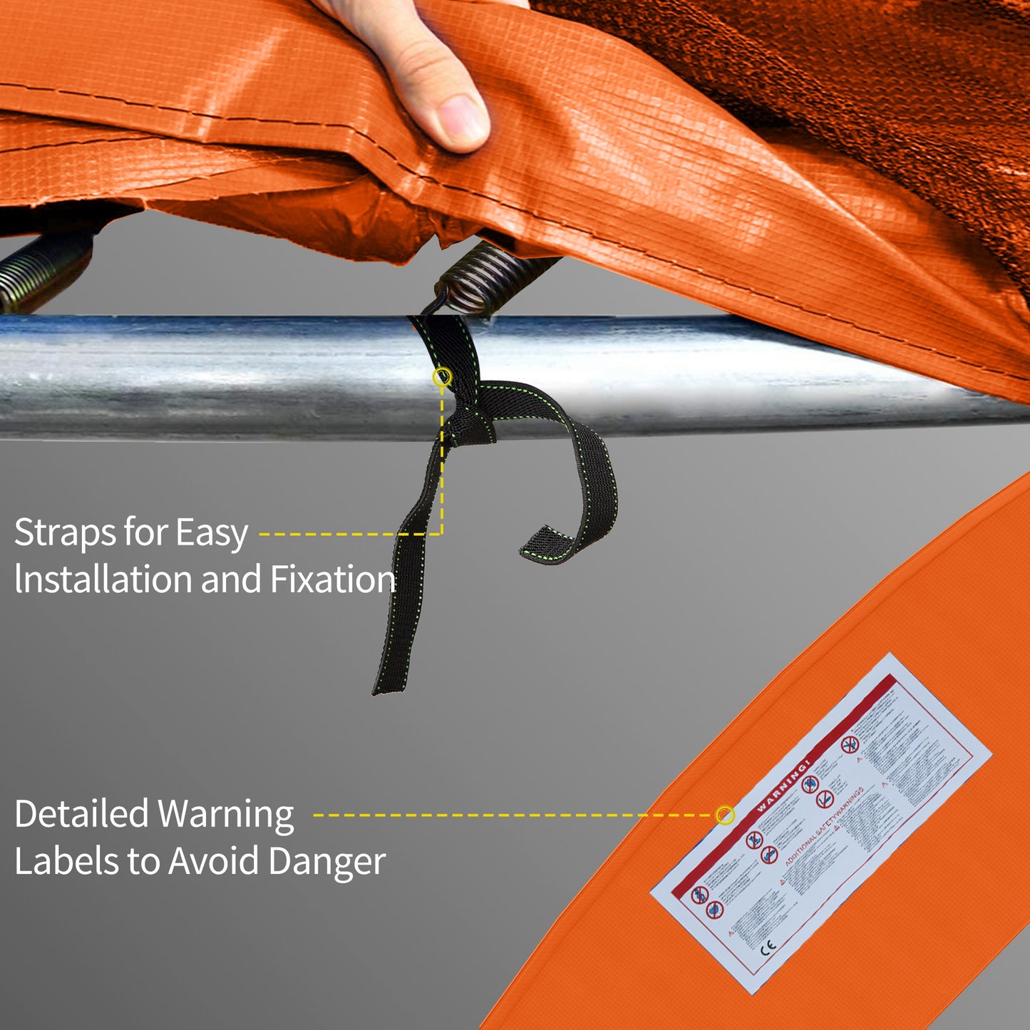 14ft Trampoline Safety Pad Replacement Bounce Mat Cover Jump Exercise Fitness Accessory Light Orange Kids Crystal