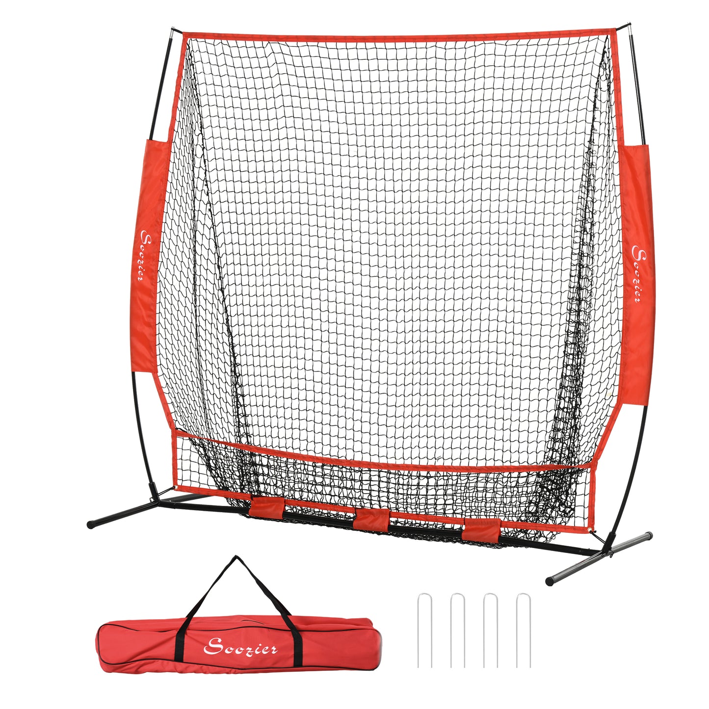 6' x 6' Baseball Net for Hitting Pitching Practice with Carry Bag, Red Kids Crystal