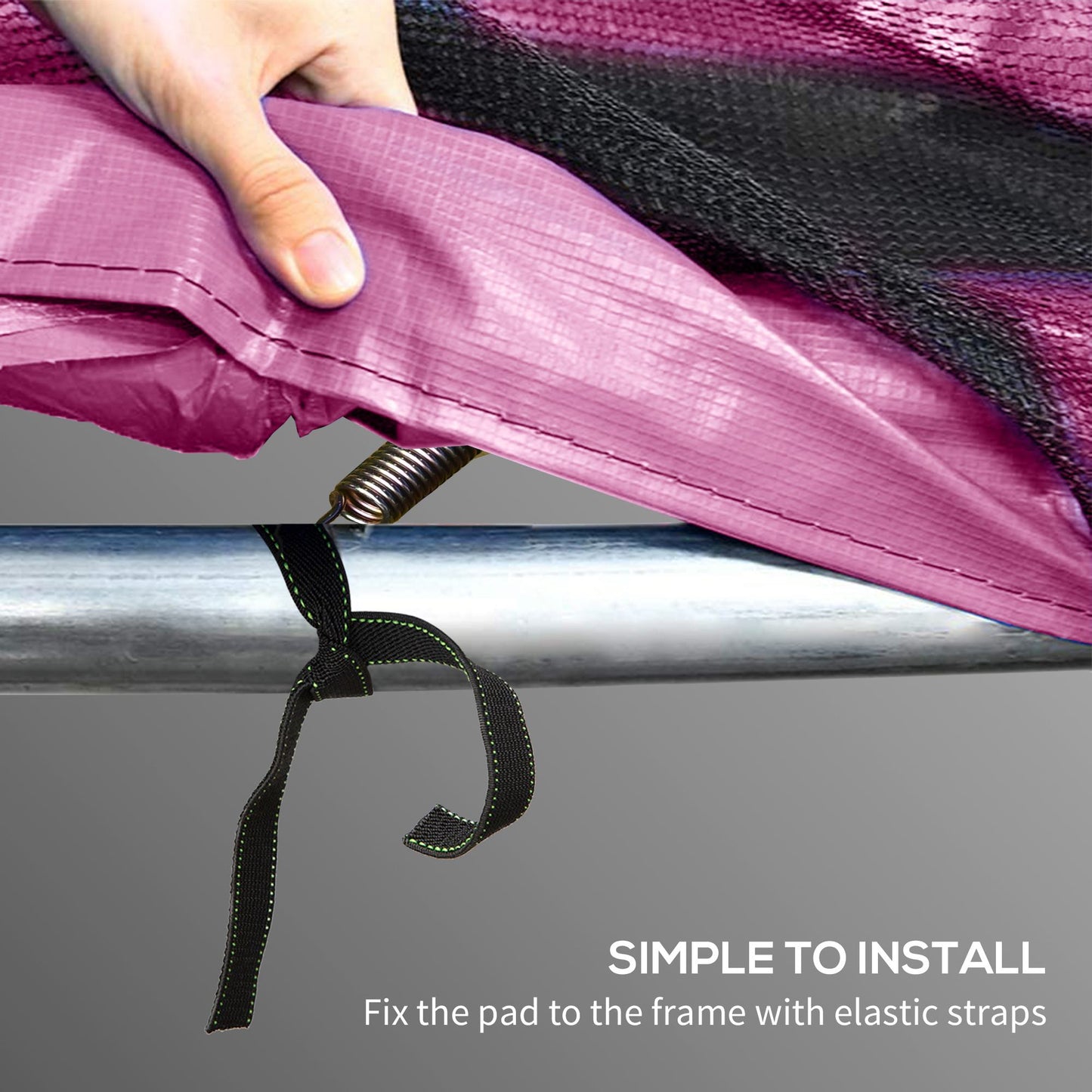 8ft Trampoline Spring Cover Pad Replacement Waterproof Portable Pink with Elastic Ropes Kids Crystal