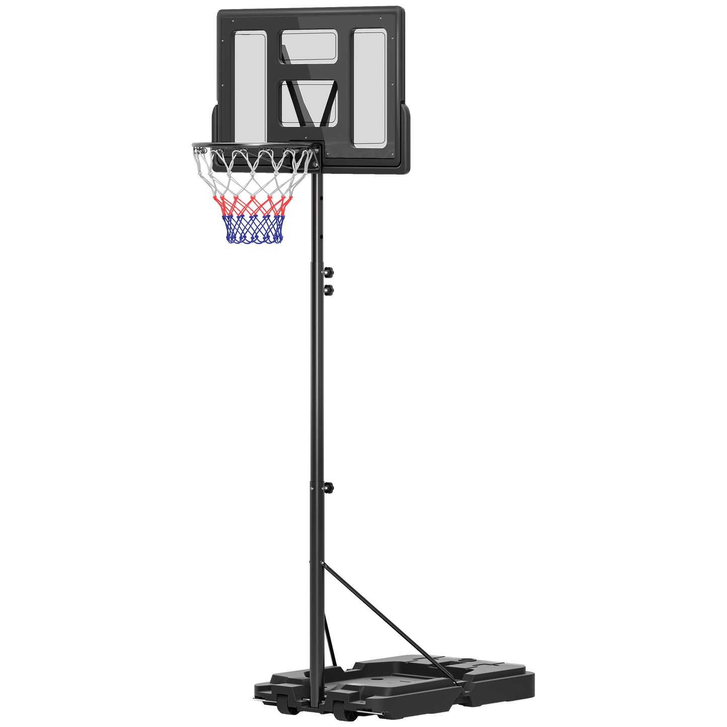 Basketball Hoop Outdoor, 7.5-10ft Portable Basketball Goal with Wheels and 43" Backboard, for Teenagers Youth Adults Kids Crystal
