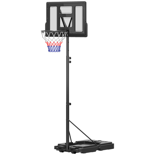 Basketball Hoop Outdoor, 7.5-10ft Portable Basketball Goal with Wheels and 43" Backboard, for Teenagers Youth Adults Kids Crystal