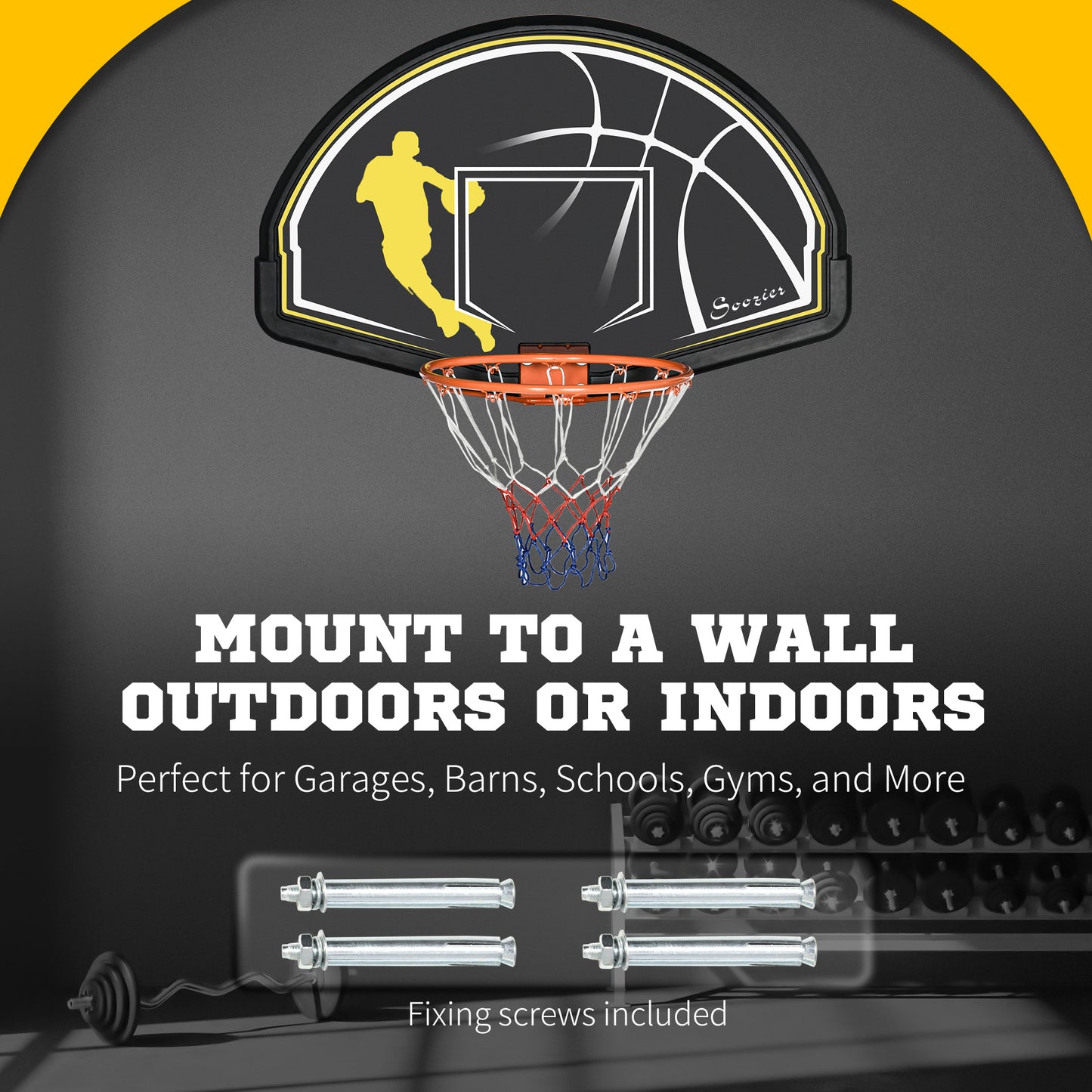 Wall Mounted Basketball Hoop, Mini Basketball Hoop and Backboard for Kids and Adults Kids Crystal