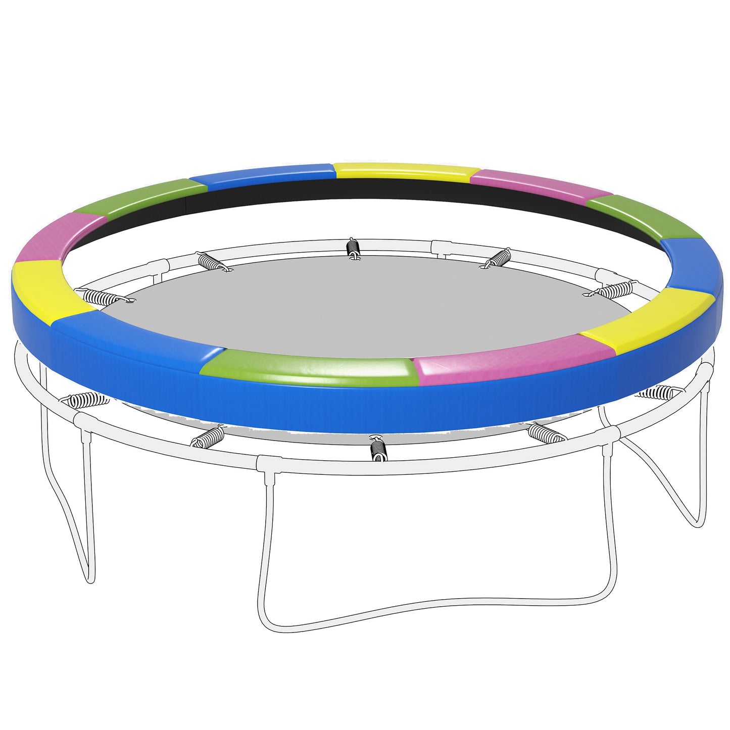 14FT Trampoline Spring Cover, Trampoline Pad Replacement, Waterproof and Tear-Resistant, Multi-Colored Kids Crystal