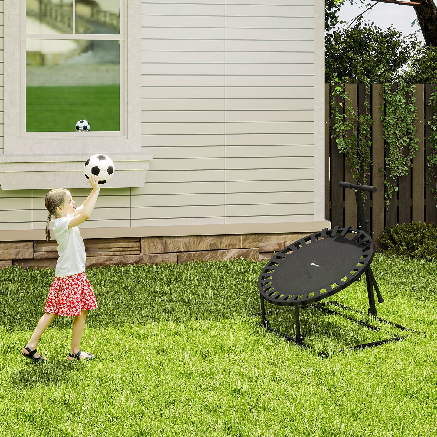 2-in-1 38" Rebounder Trampoline for Adult, 8-Angle Adjustable Baseball Volleyball Soccer Rebounder Fitness Trampoline Kids Crystal