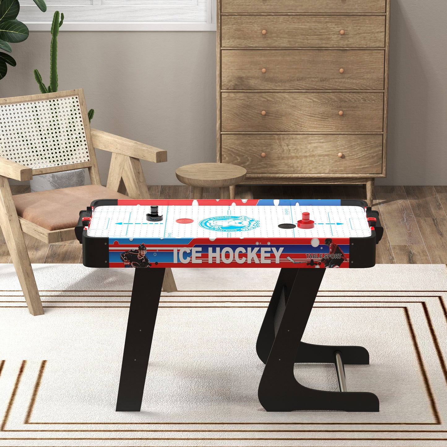 Compact Air Hockey Table 40" Arcade Style with Electronic Scoreboard 2 Pucks 2 Pushers for Game Room Kids Crystal