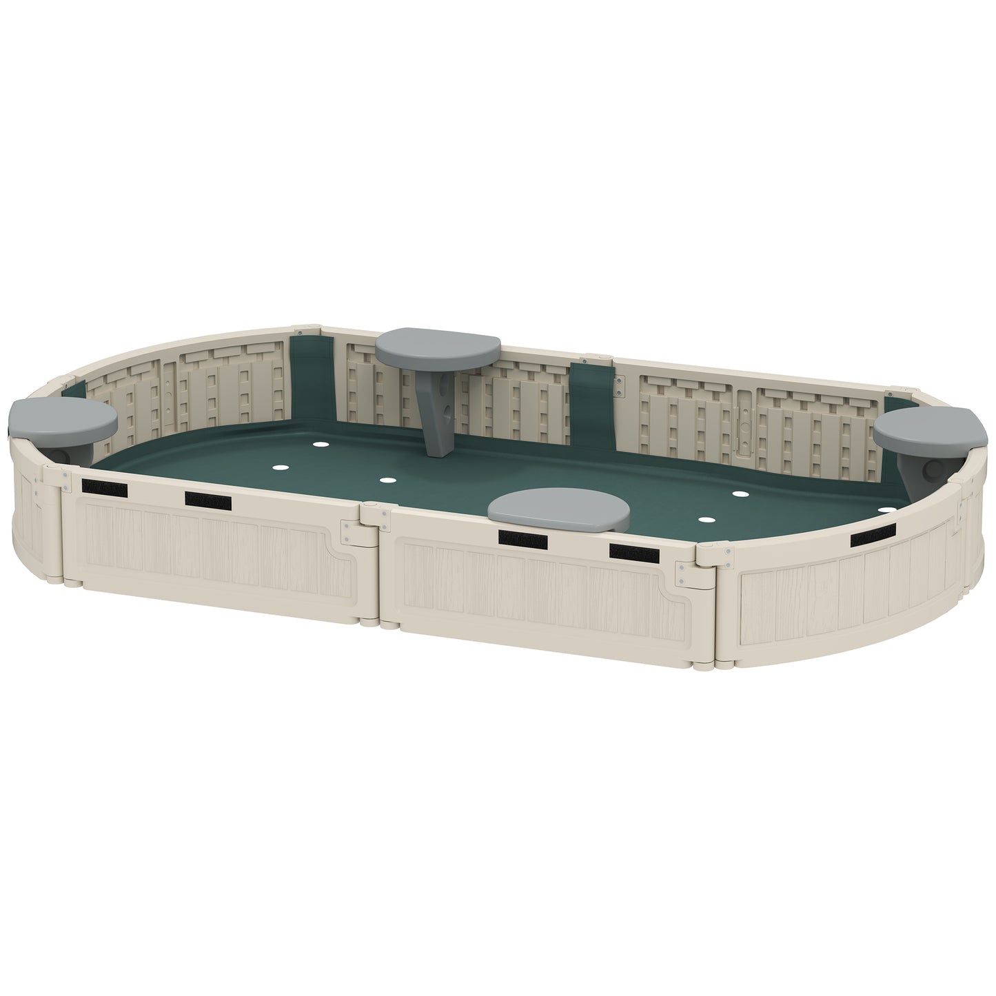 Kids Sandbox with Cover, Seat, Sandbox Outdoor for Backyard, Cream White Kids Crystal