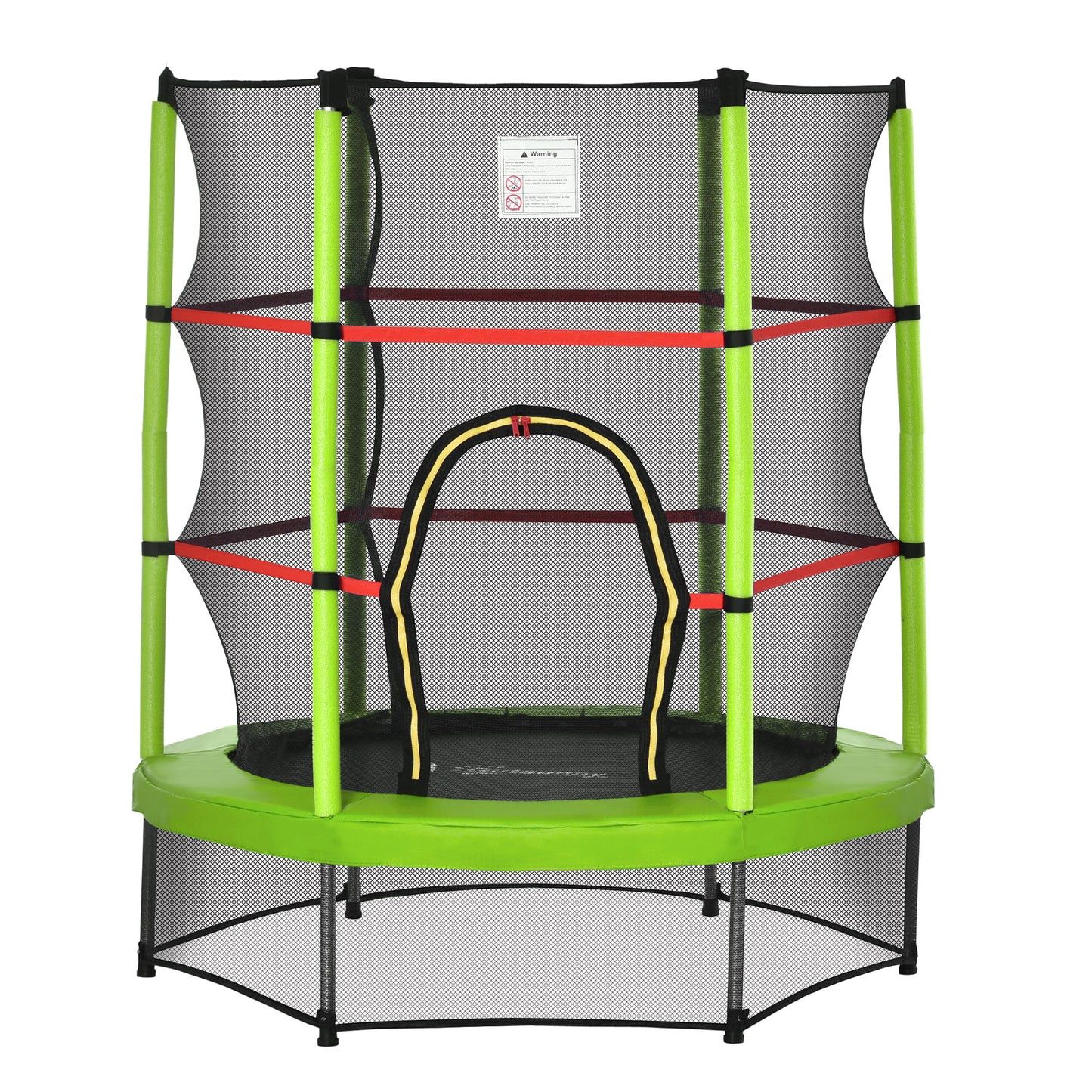 Kids Trampoline: ?55" Round, Safety Net, Indoor Bouncer, 3-6 Years, Steel Frame, Green Kids Crystal
