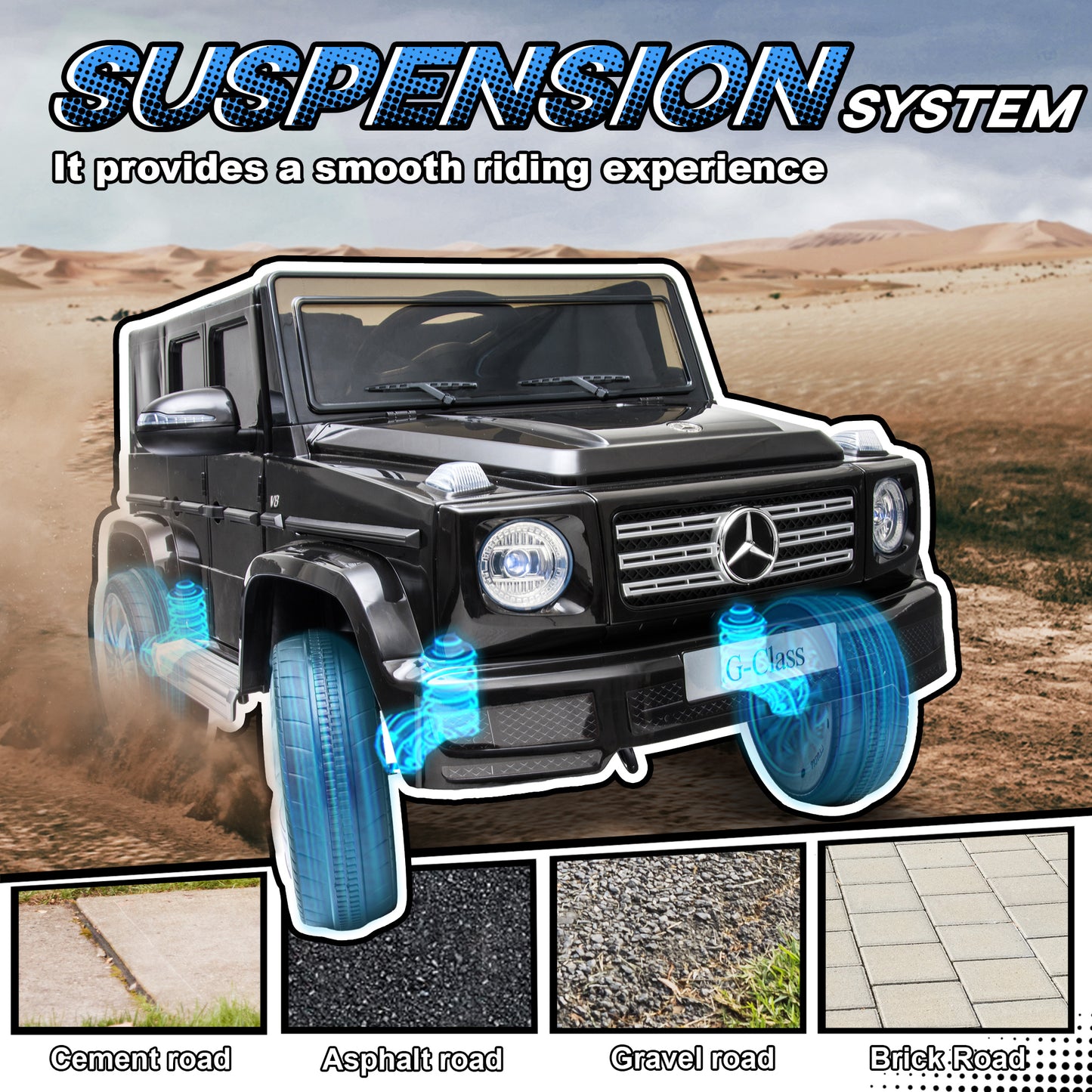 12V Battery-Powered Kids Ride On Mercedes Benz G500 Car with Parental Remote Control Music Lights MP3 Kids Crystal
