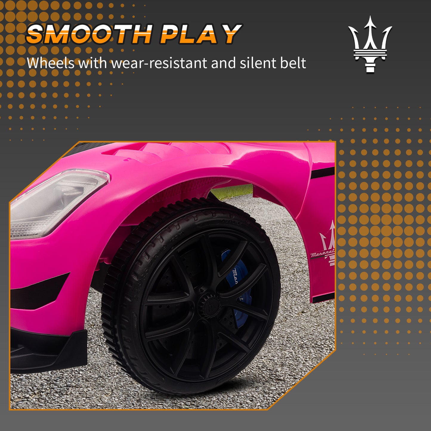 Licensed Maserati GT2 Baby Sliding Car with Storage, Music, Horn, Foot to Floor Toddler Car for 18-60 Months, Pink Kids Crystal