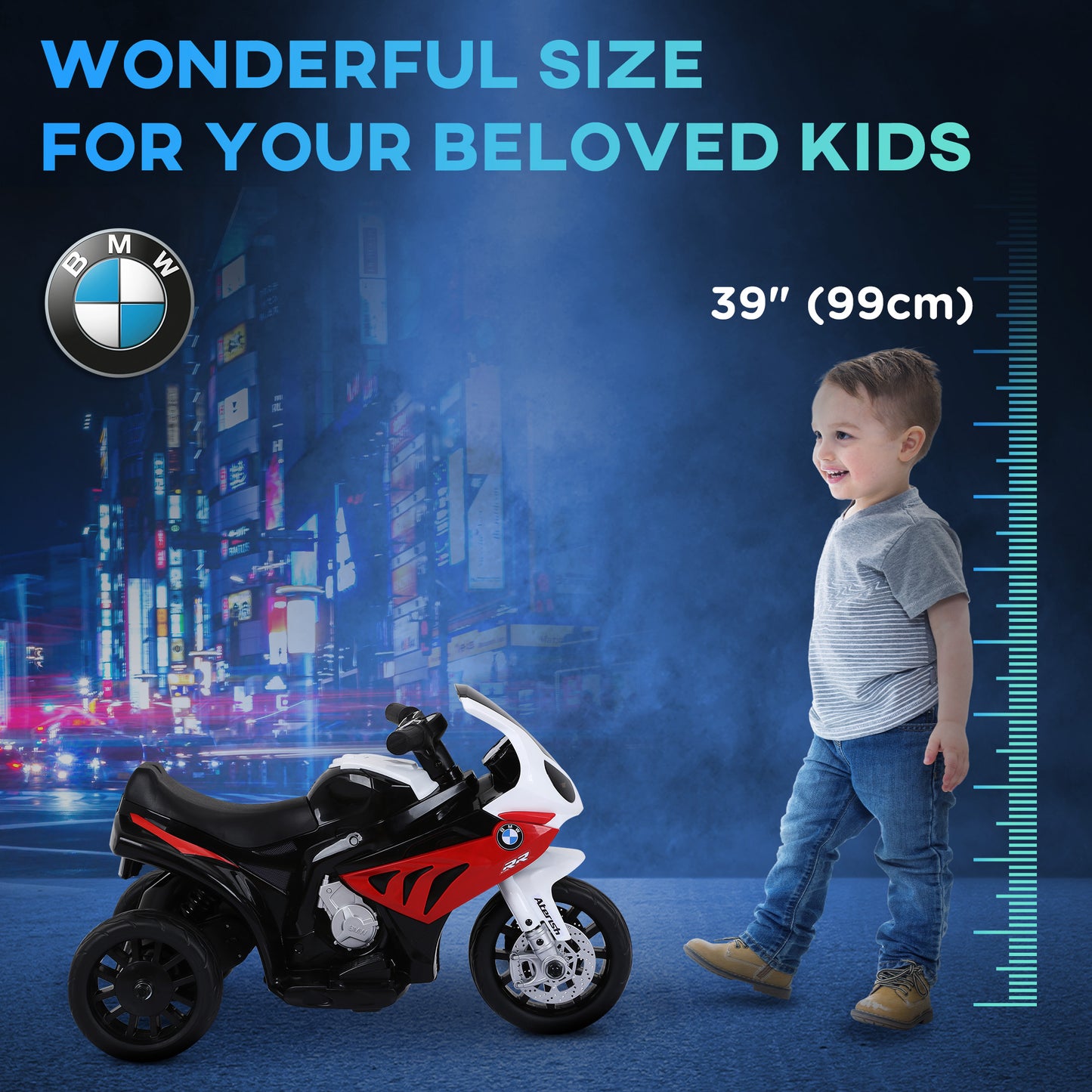 6V Kids Motorcycle Battery Powered Toddler Ride On with Headlight Music 3 Wheels Red Kids Crystal