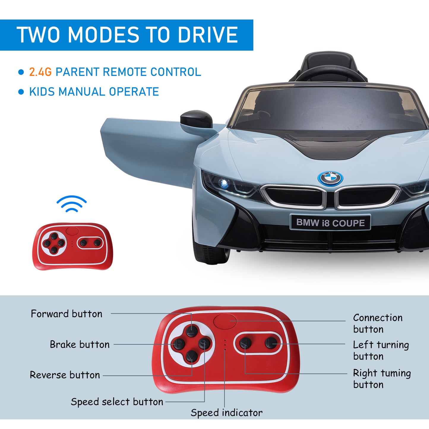 6V Kids Ride-On BMW: Remote Control, 2 Speeds, Lights, MP3, Power Indicator Kids Crystal