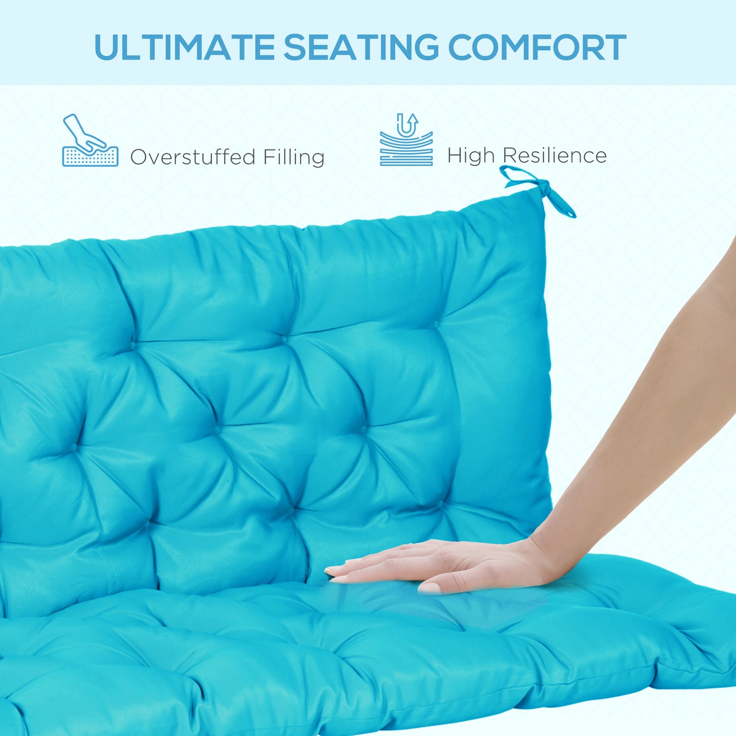 3 Seater Bench Swing Chair Replacement Cushions Outdoor Seat Pads Backrest Patio Garden Turquoise Kids Crystal