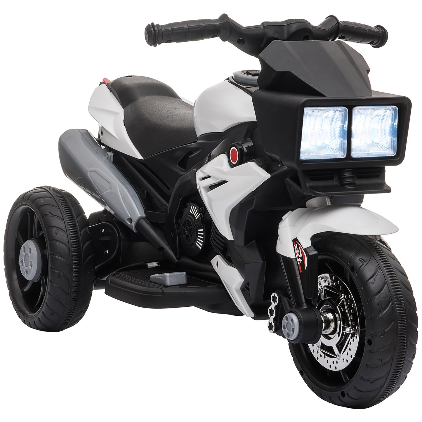 Kids Electric Pedal Motorcycle Ride-On Toy 6V Battery Powered with Music Horn Headlights for Boys and Girls White Kids Crystal