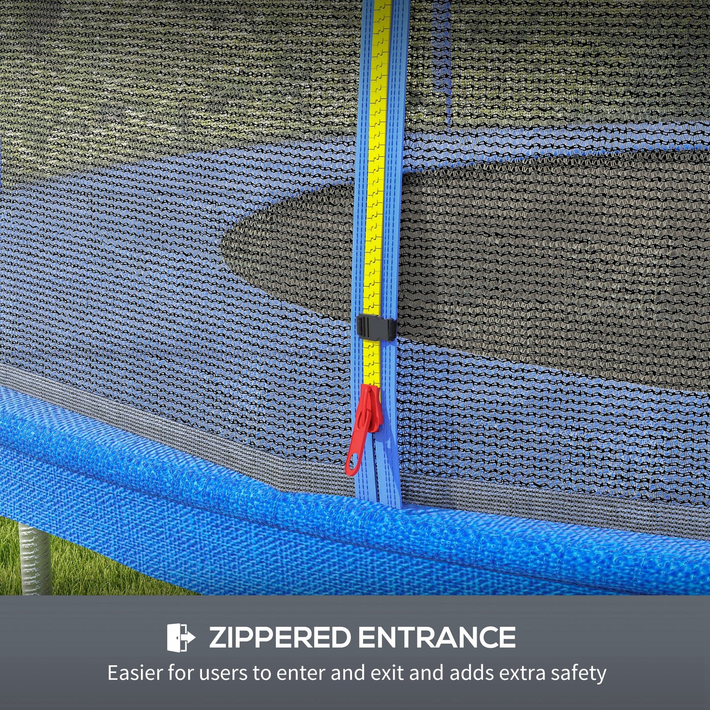 Safety Trampoline Net Enclosure 8ft Round Zippered Entrance Replacement Netting Black Kids Crystal