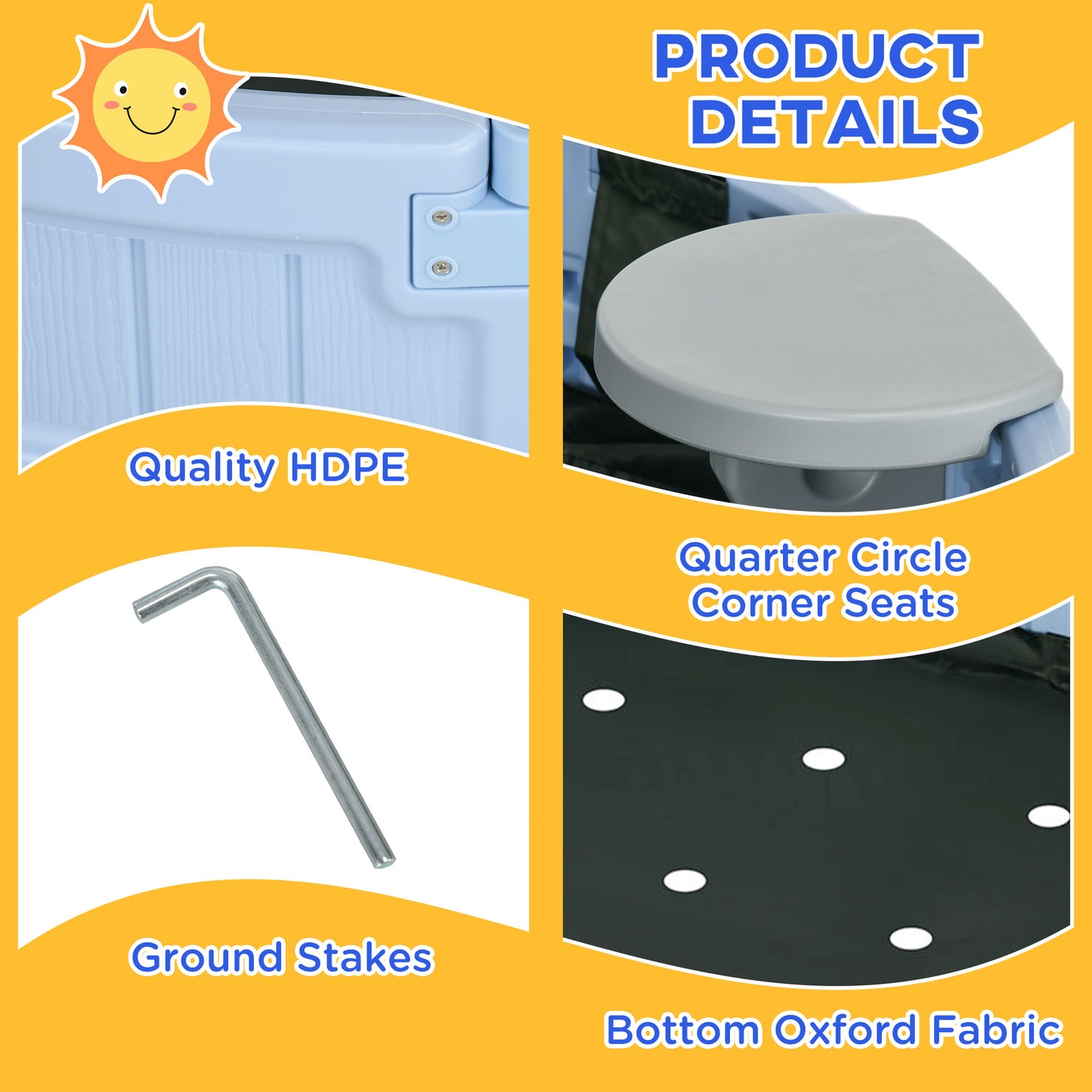 Kids Outdoor Sandbox Cover Bottom Fabric Liner 3-12 Years Light Blue Play Area Toy Kids Crystal