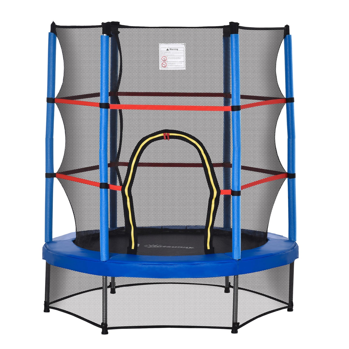 55" Kids Trampoline Enclosure Net Steel Frame Indoor Round Bouncer Rebounder 3-6 Years Blue Toy Kids Crystal