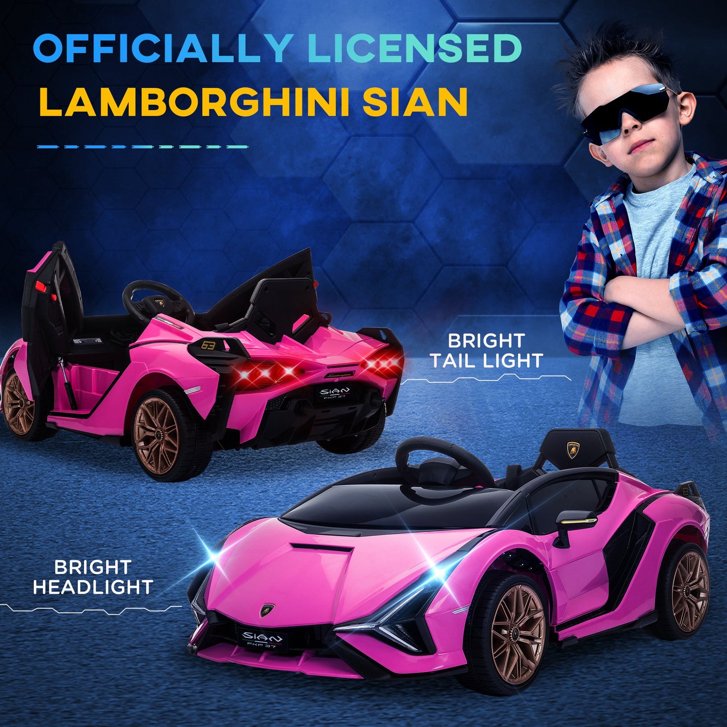 Compatible 12V Battery-powered Kids Electric Ride On Car Toy with Parental Remote Control Music Lights MP3 Pink Kids Crystal