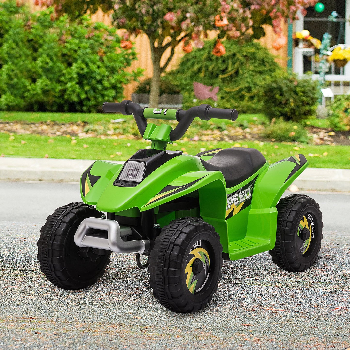 Kids Ride on ATV, 6V Battery Powered Quad Car with Forward, Reverse Switch, for Boys Girls 18-36 Months, Green Kids Crystal