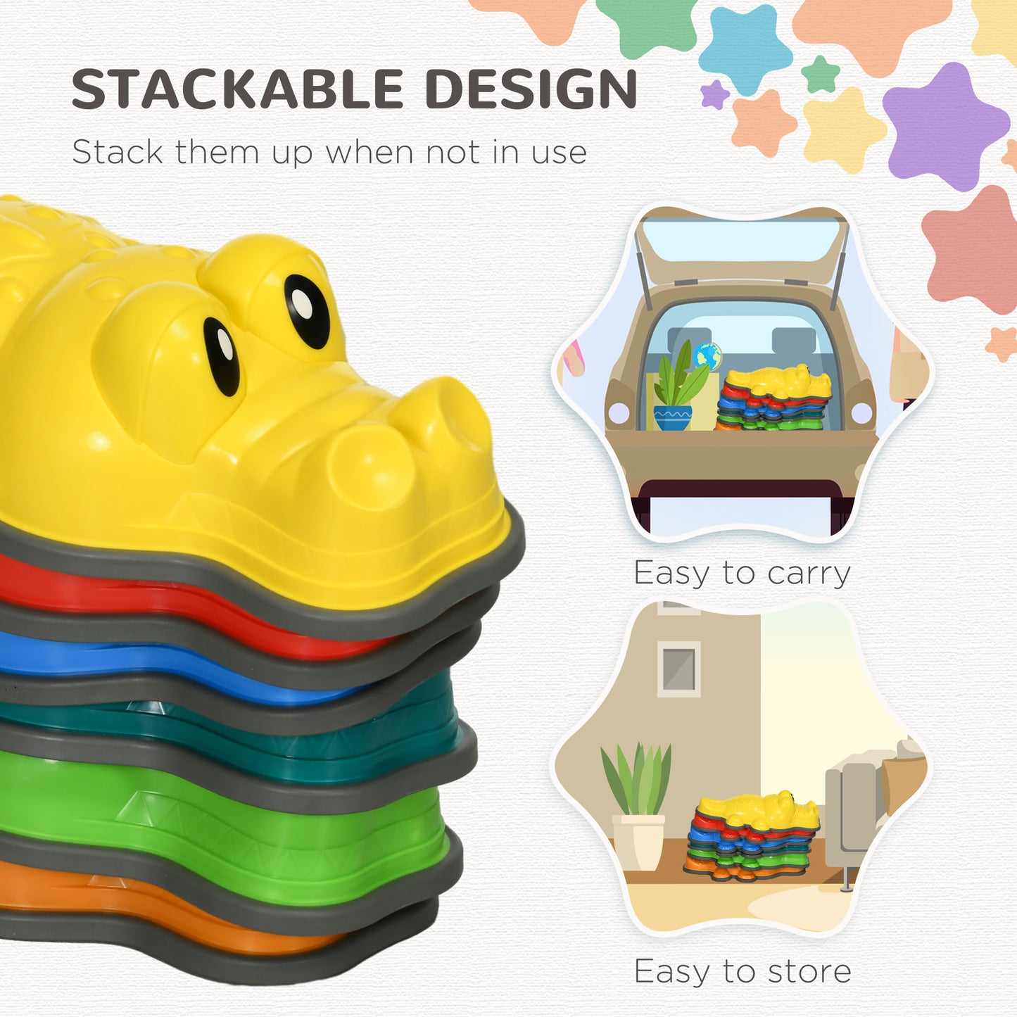 6pc Kids Balance Stepping Stones Anti-slip Edge Obstacle Course Play Equipment Indoor Outdoor Toys Kids Crystal