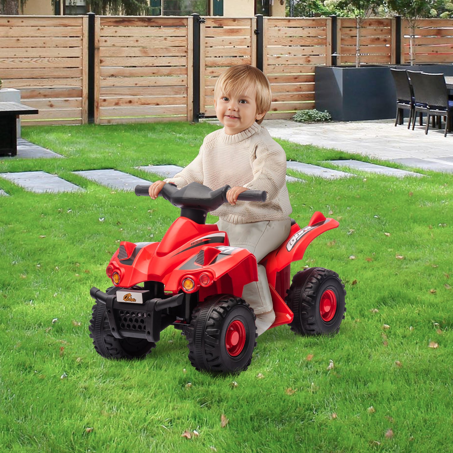 6V Kids ATV Quad w/ Music, Forward, for 2-6 Years, Red Kids Crystal