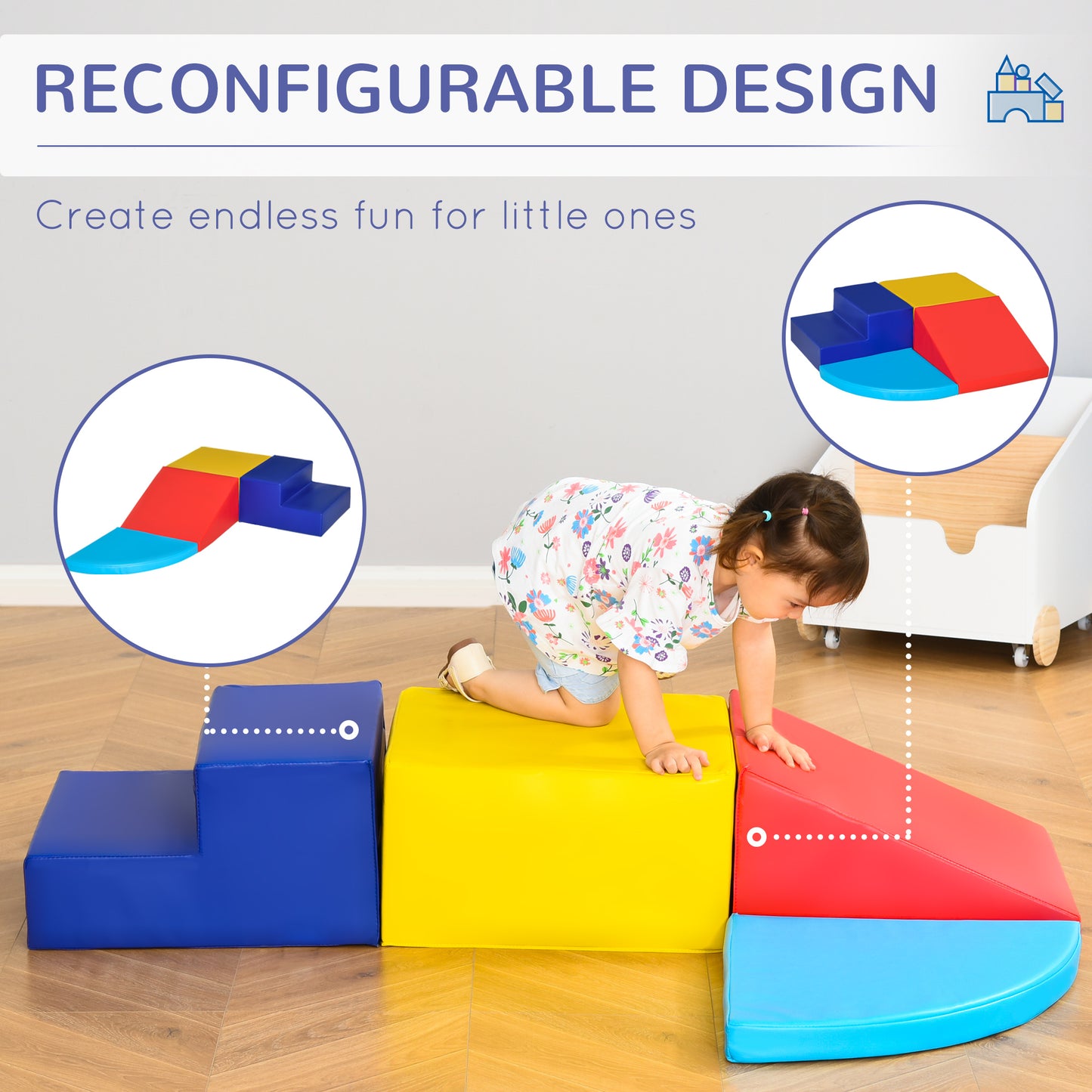 4-Piece Foam Climb & Crawl Set: Lightweight Toddler Nuggets for Active Play Zone Kids Crystal