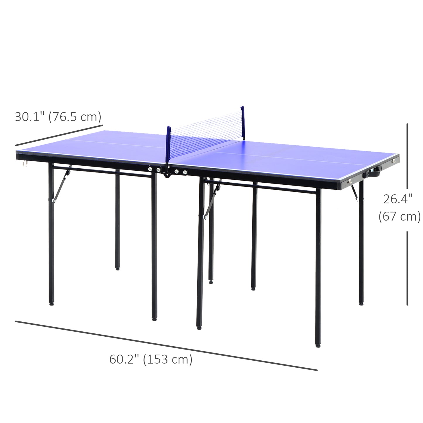 Folding Table Tennis Table, Portable Ping Pong Table with Side Handles, Net, Blue Kids Crystal