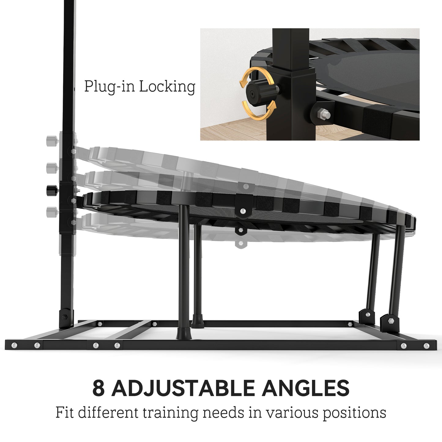 2-in-1 38" Rebounder Trampoline for Adult, 8-Angle Adjustable Baseball Volleyball Soccer Rebounder Fitness Trampoline Kids Crystal