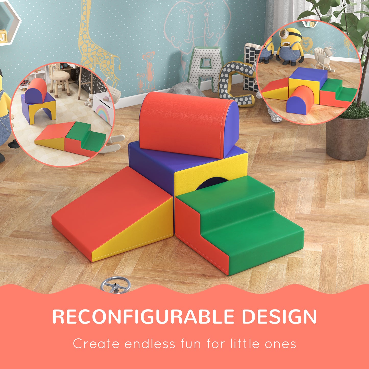 4 Piece Foam Play Set for Toddlers and Children, Classic Colour Kids Crystal