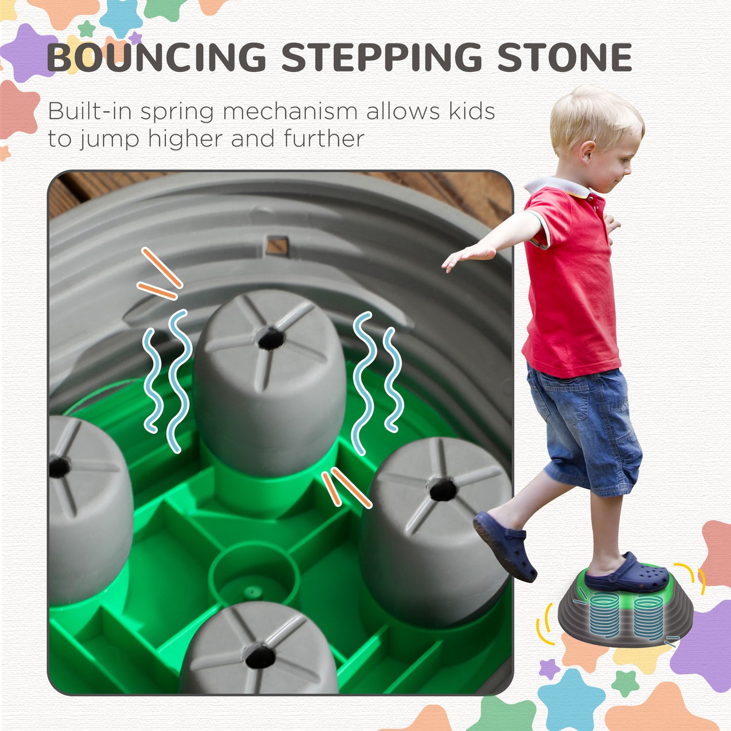 Kids Balance Stepping Stones 11 pcs Set, Fun Indoor Outdoor Play Equipment for Obstacle Courses Kids Crystal