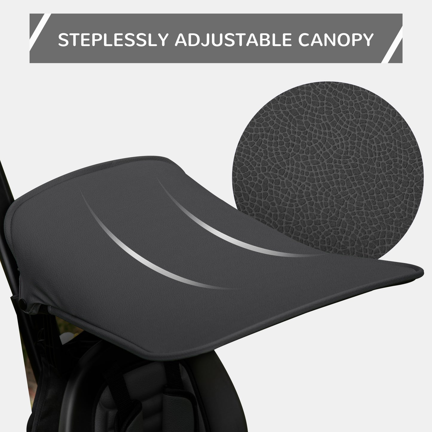 4-in-1 Baby Tricycle Stroller with Reversible Seat, Adjustable Handle, Canopy, Safety Belt, Storage - Black