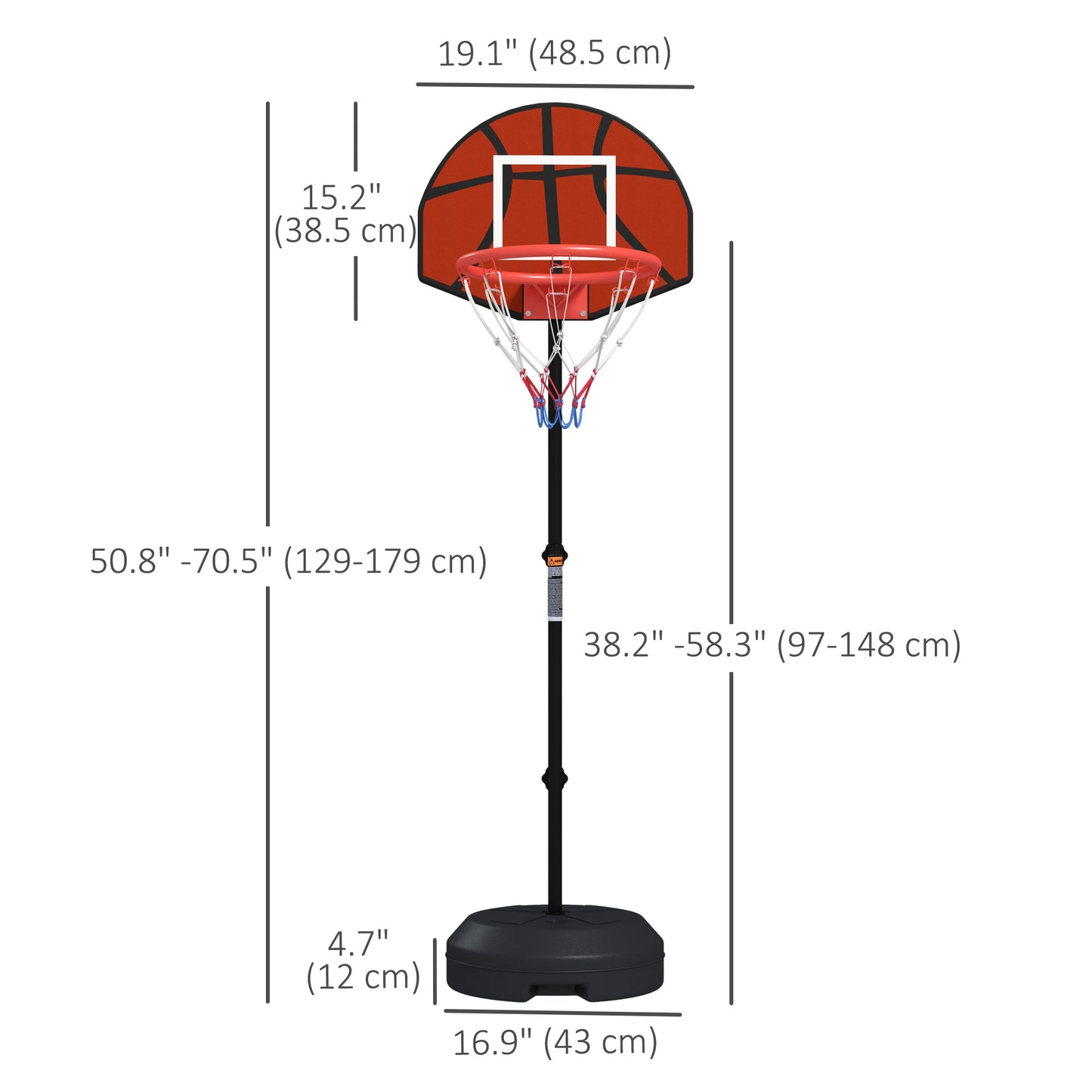 3-5ft Basketball Hoop and Stand with Magenic Dartboard and Darts, 15" Backboard, Weighted Base for Teens Youth Kids Crystal