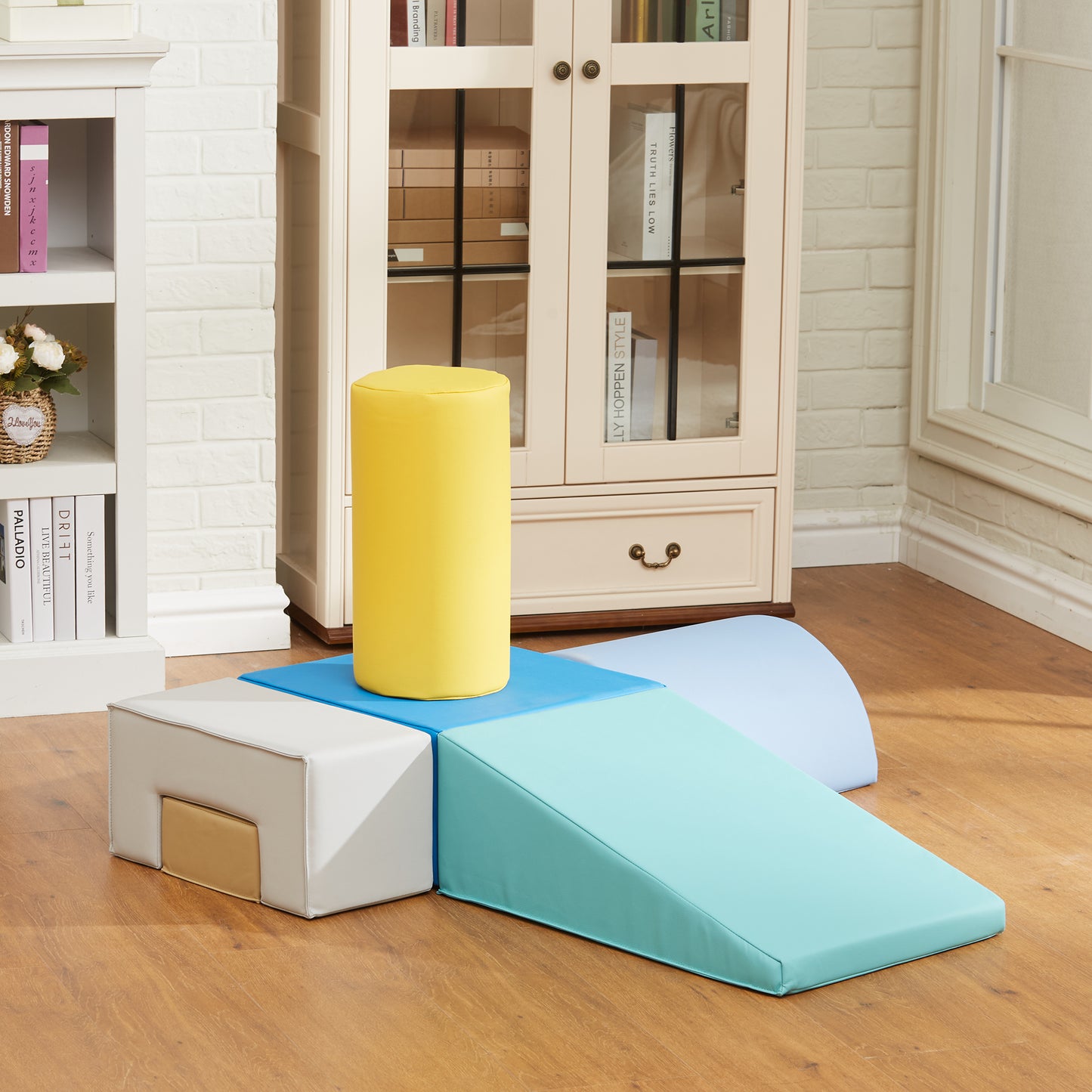 6 Piece Soft Play Equipment for Kids 6-72 Months, Yellow and Green Kids Crystal