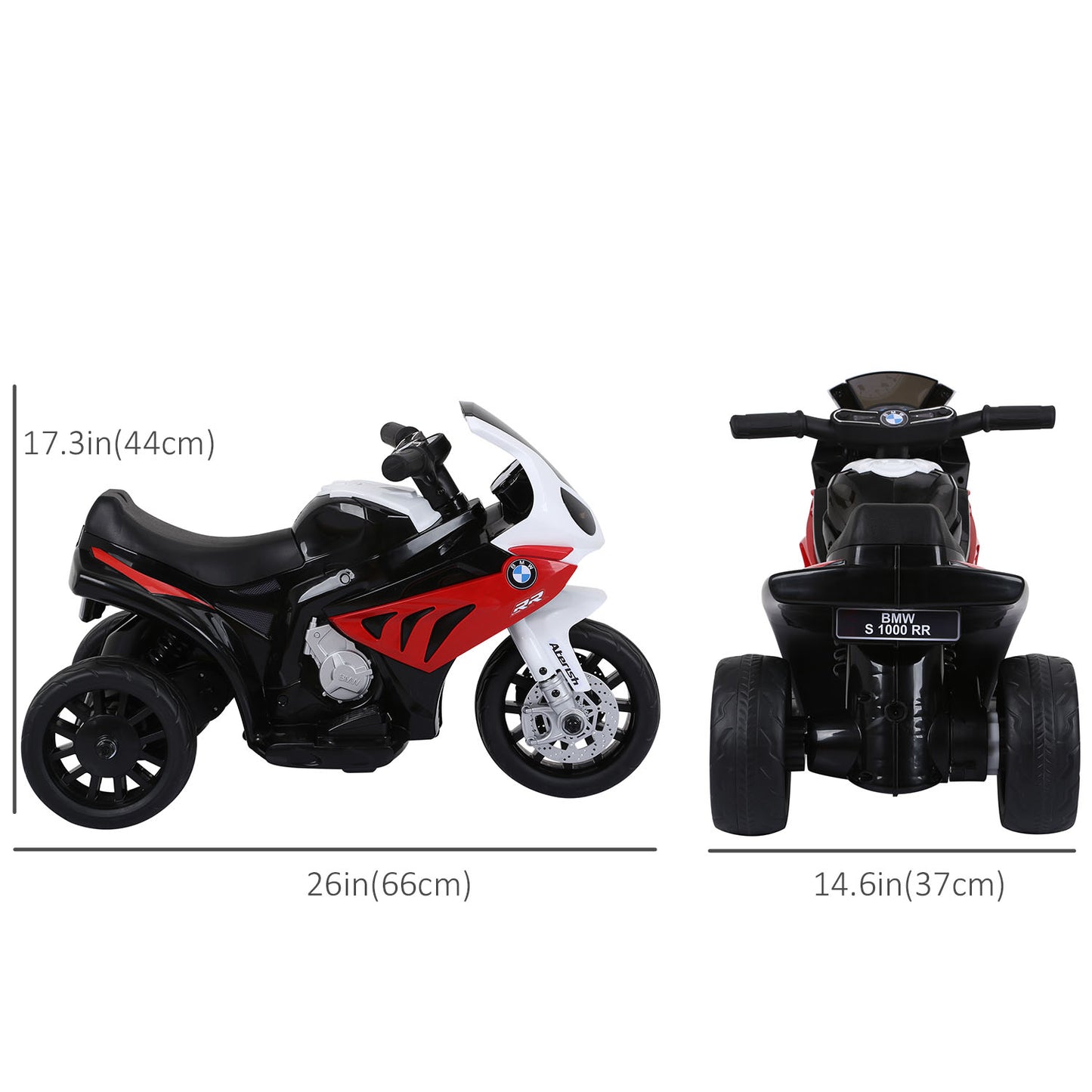 6V Kids Motorcycle Battery Powered Toddler Ride On with Headlight Music 3 Wheels Red Kids Crystal