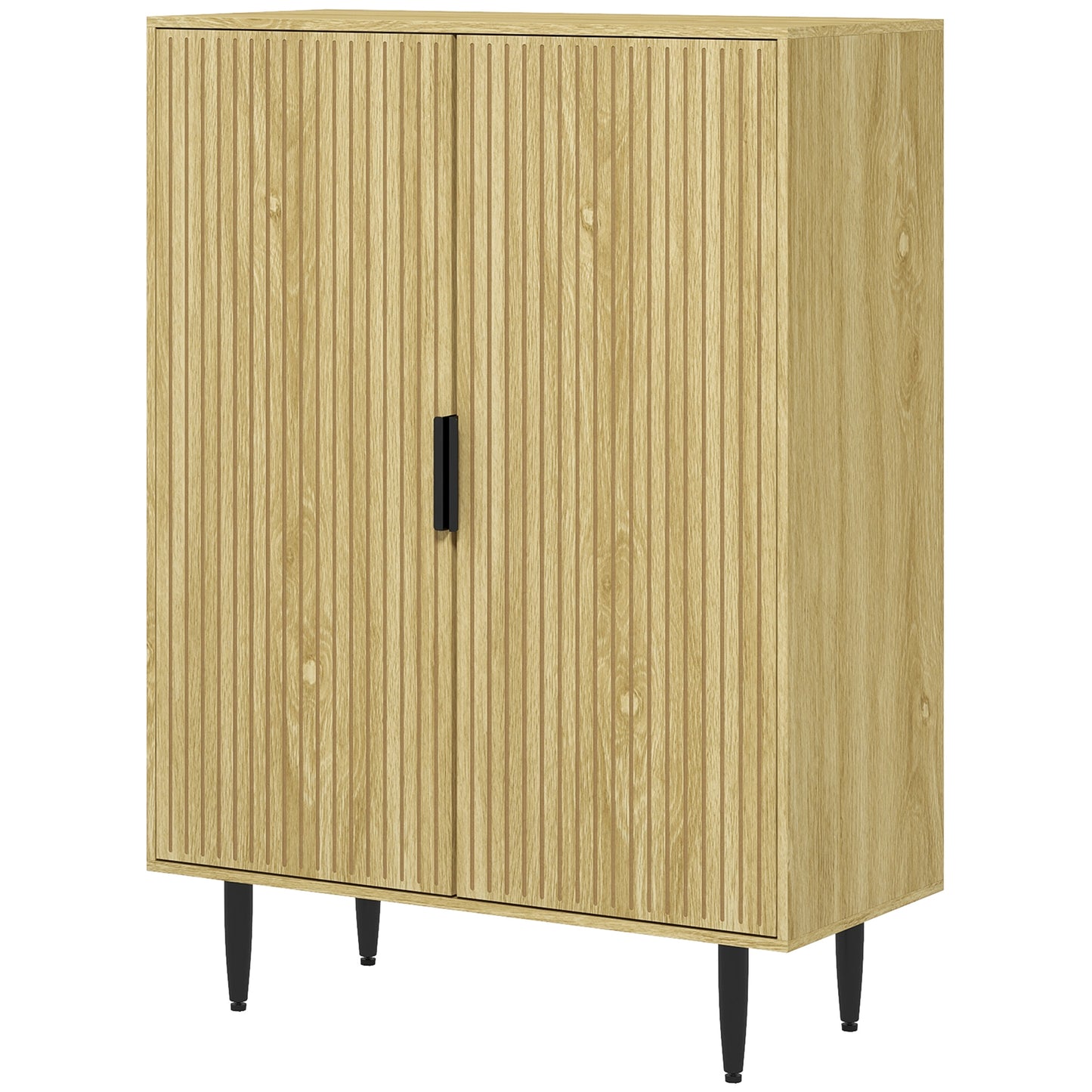 Entryway Shoe Storage Cabinet 5-Tier Shelving Adjustable Shelves for 15 Pairs Oak Kids Crystal
