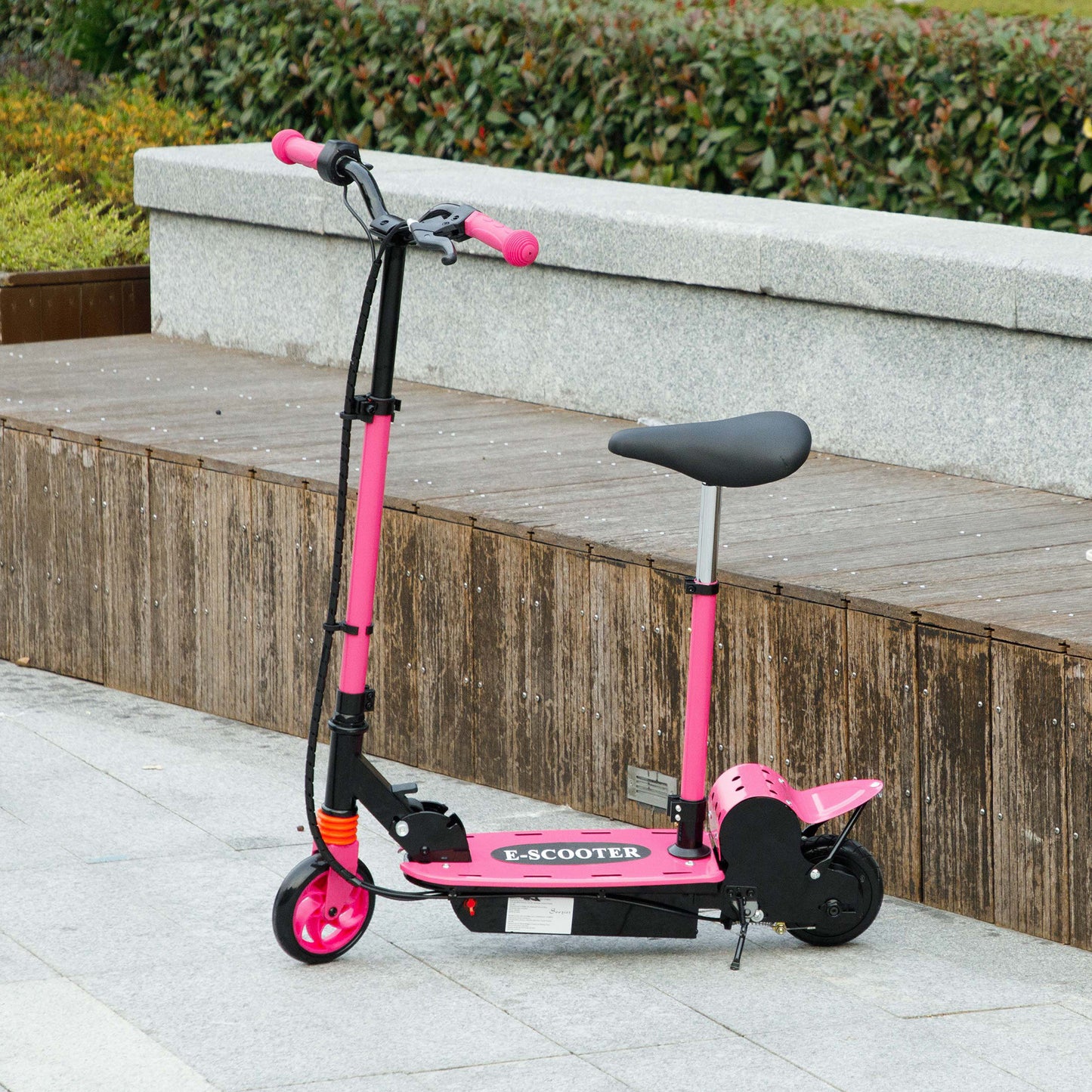 Foldable Electric Scooter for Kids Ages 6-14, with Seat and 2 Adjustable Heights, Max 6km Range & 12km/h, Pink Kids Crystal